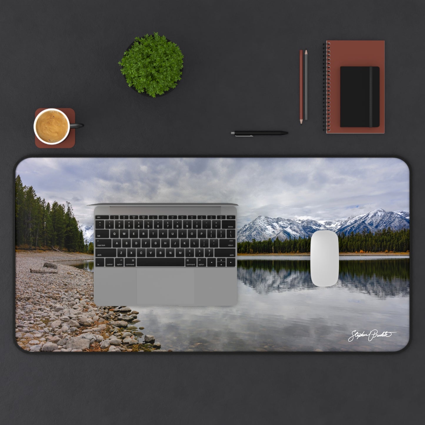 Desk Mat - Grand Teton Mountain Reflection by Stephen Predtechenskis