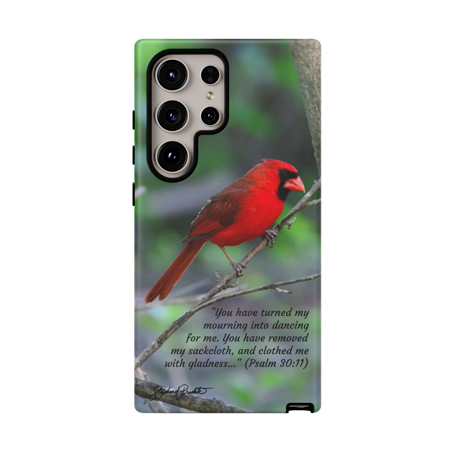 Phone Tough Case - Northern Cardinal 2 with Verse Psalm 30:11