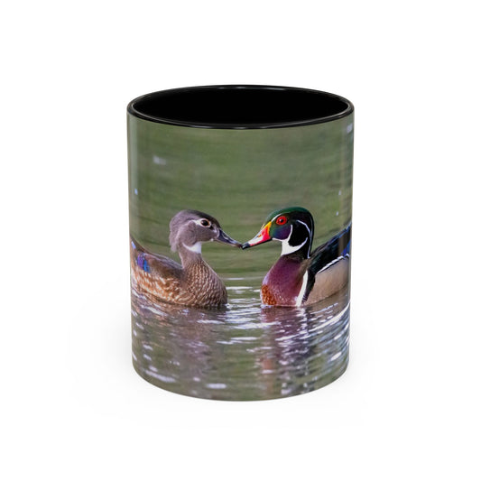 Accent Coffee Mug (11oz, 15oz) -- Wood Ducks Kissing