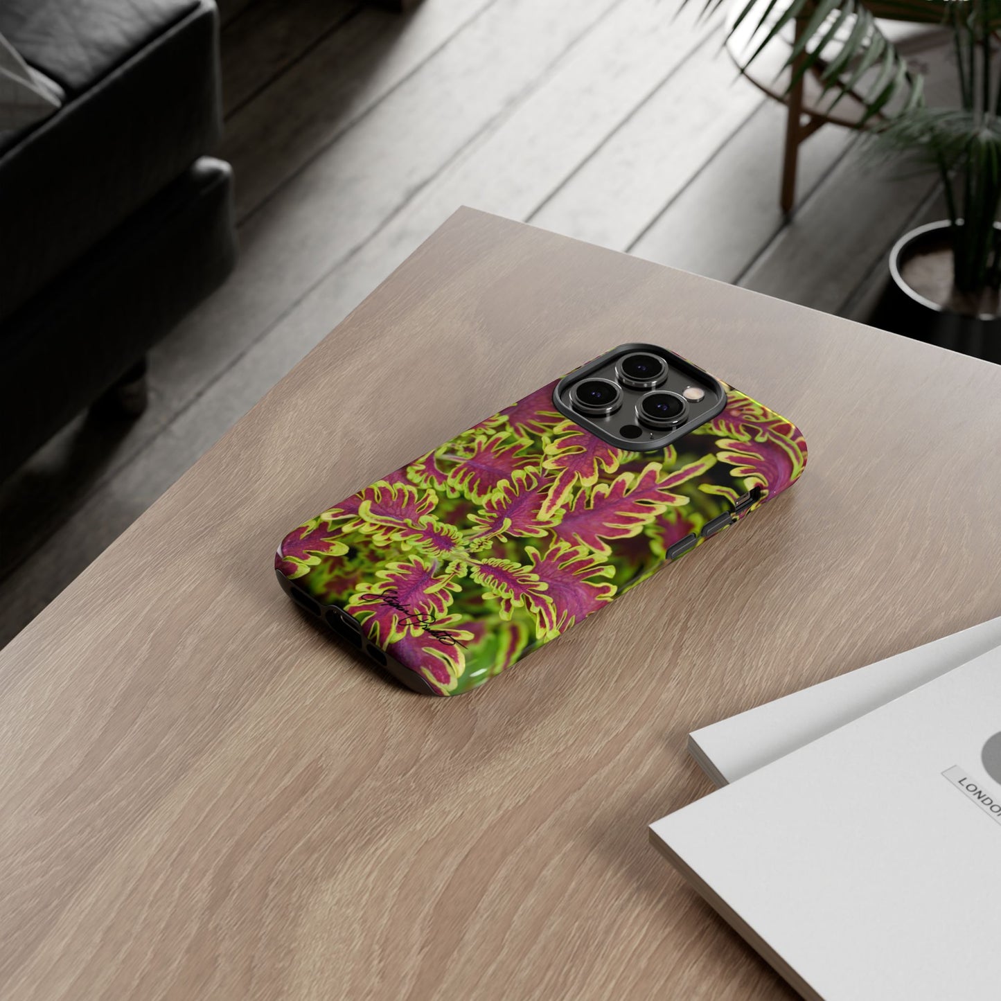 Phone Tough Case — Vibrant Variegated Botanical Design with Coleus Leaves