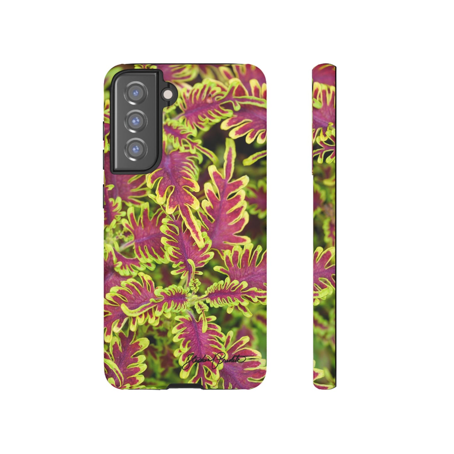Phone Tough Case — Vibrant Variegated Botanical Design with Coleus Leaves