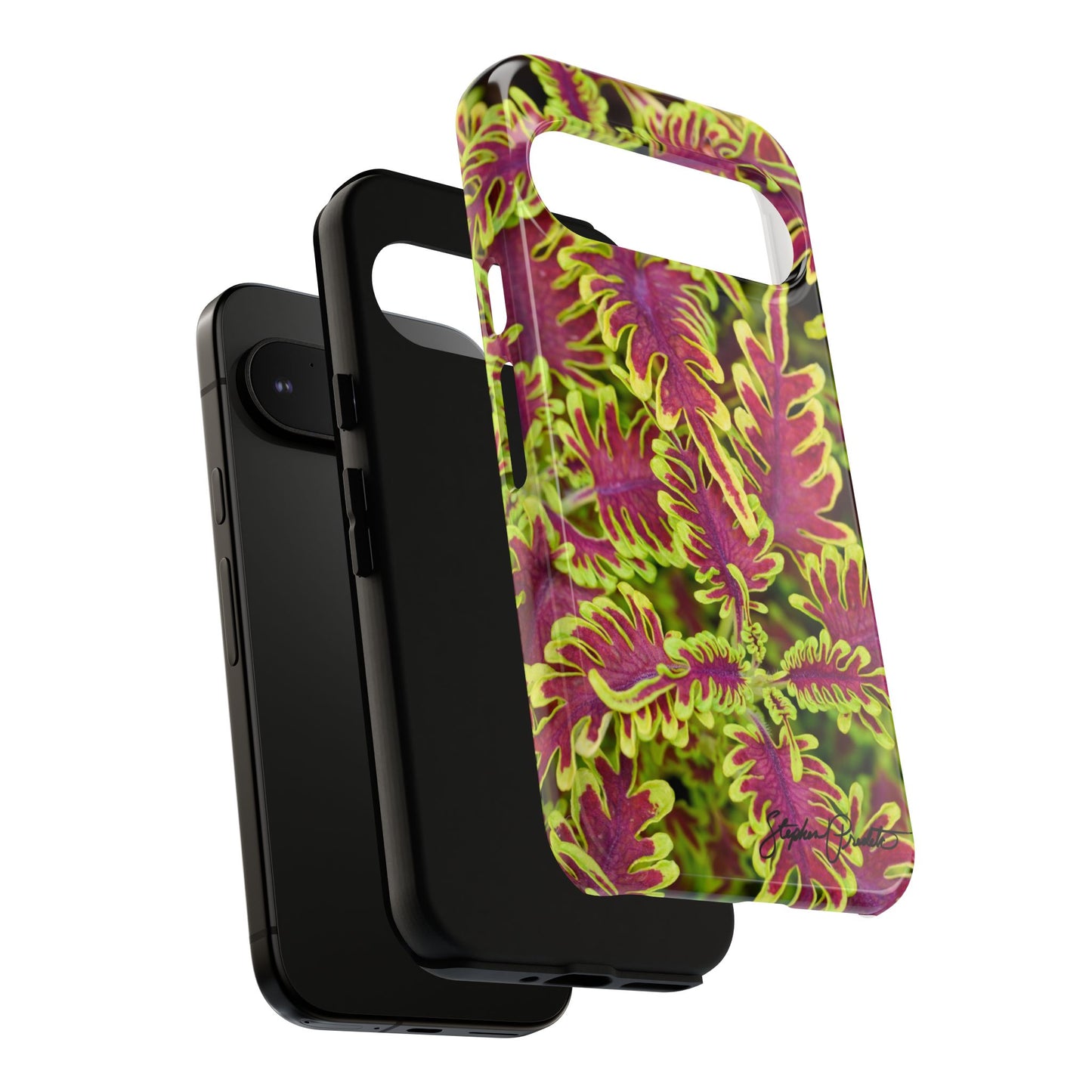 Phone Tough Case — Vibrant Variegated Botanical Design with Coleus Leaves