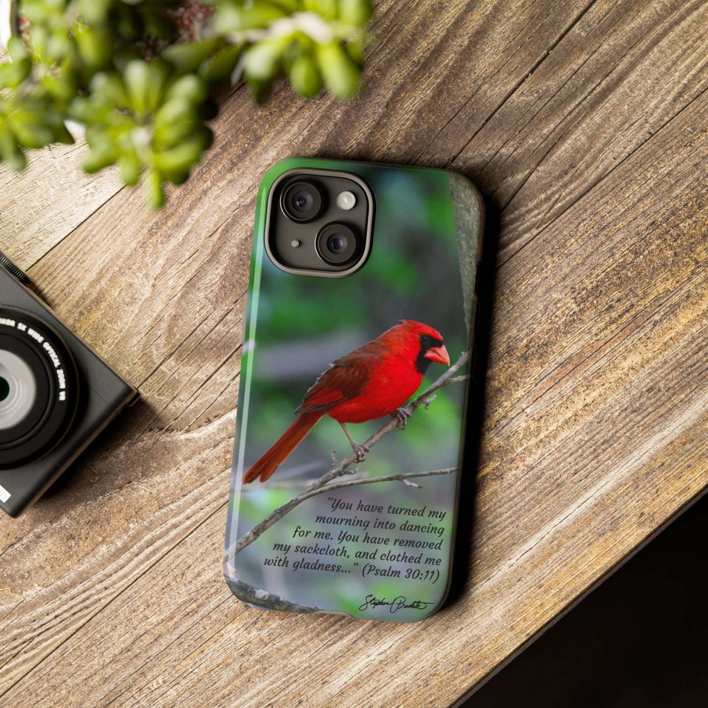 Phone Tough Case - Northern Cardinal 2 with Verse Psalm 30:11