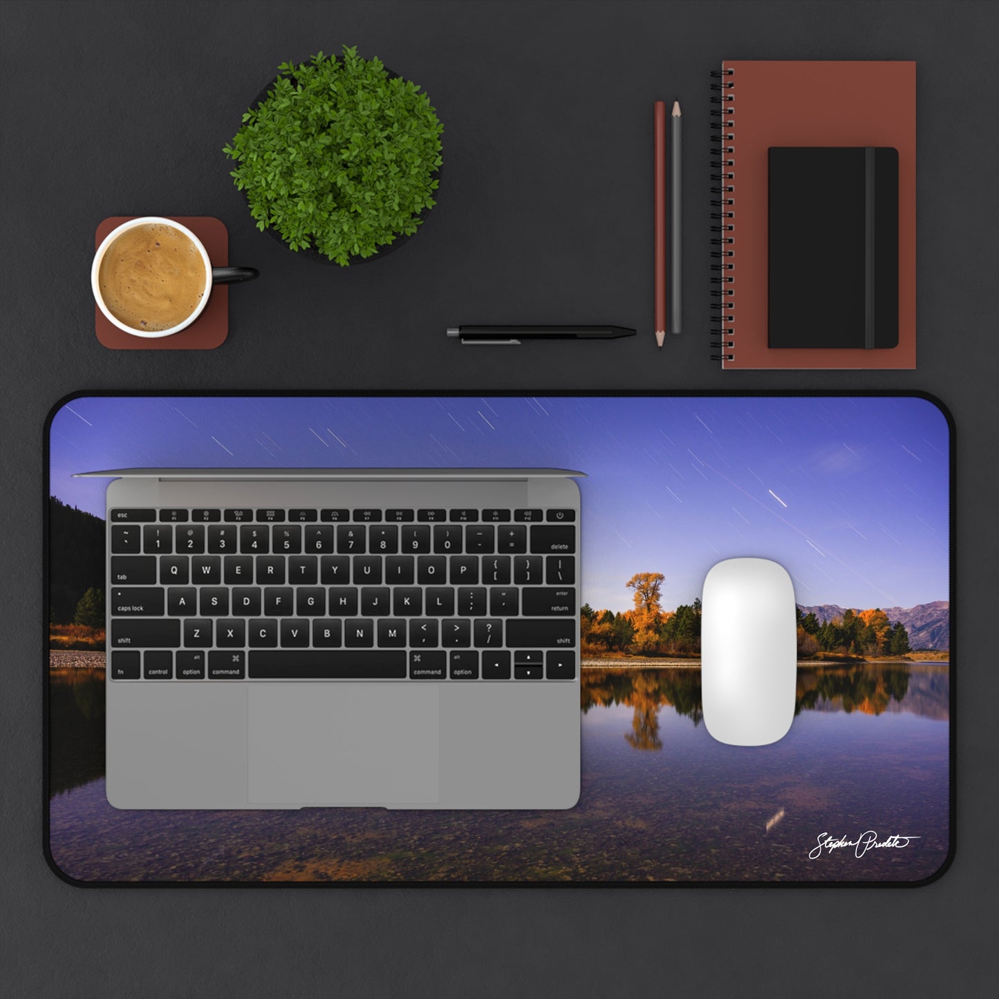 Desk Mat - Grand Teton Nighttime River Reflection