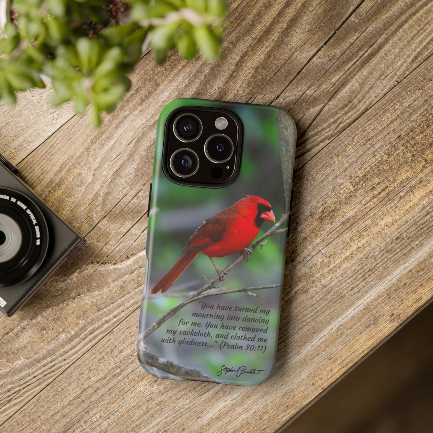 Phone Tough Case - Northern Cardinal 2 with Verse Psalm 30:11