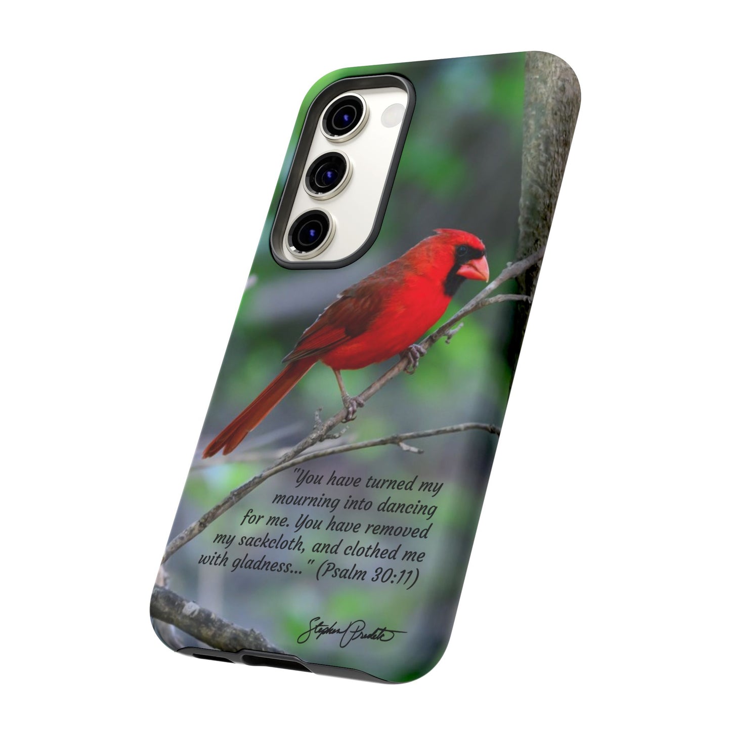Phone Tough Case - Northern Cardinal 2 with Verse Psalm 30:11