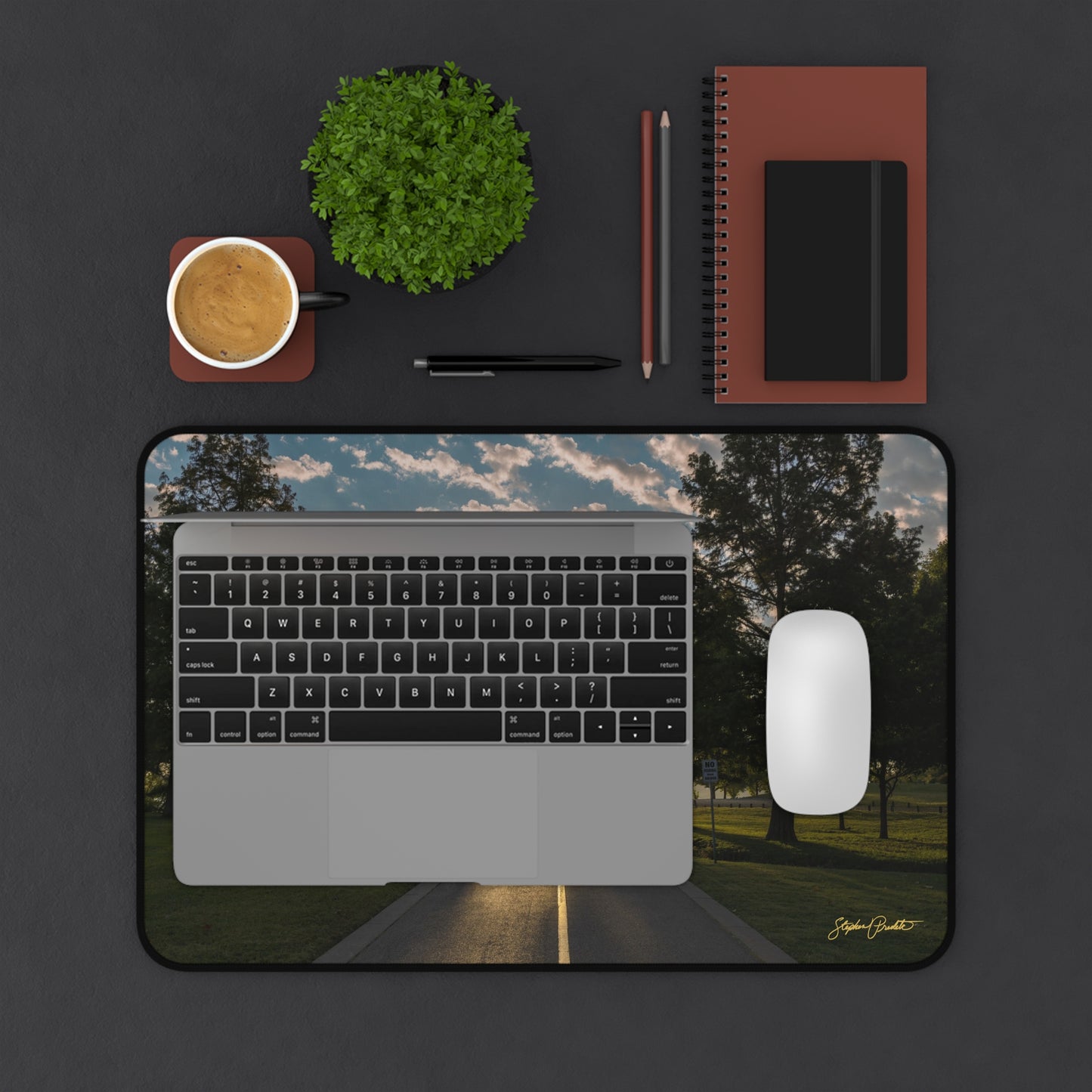 Desk Mat -- Sunrise on White Rock Lake Path