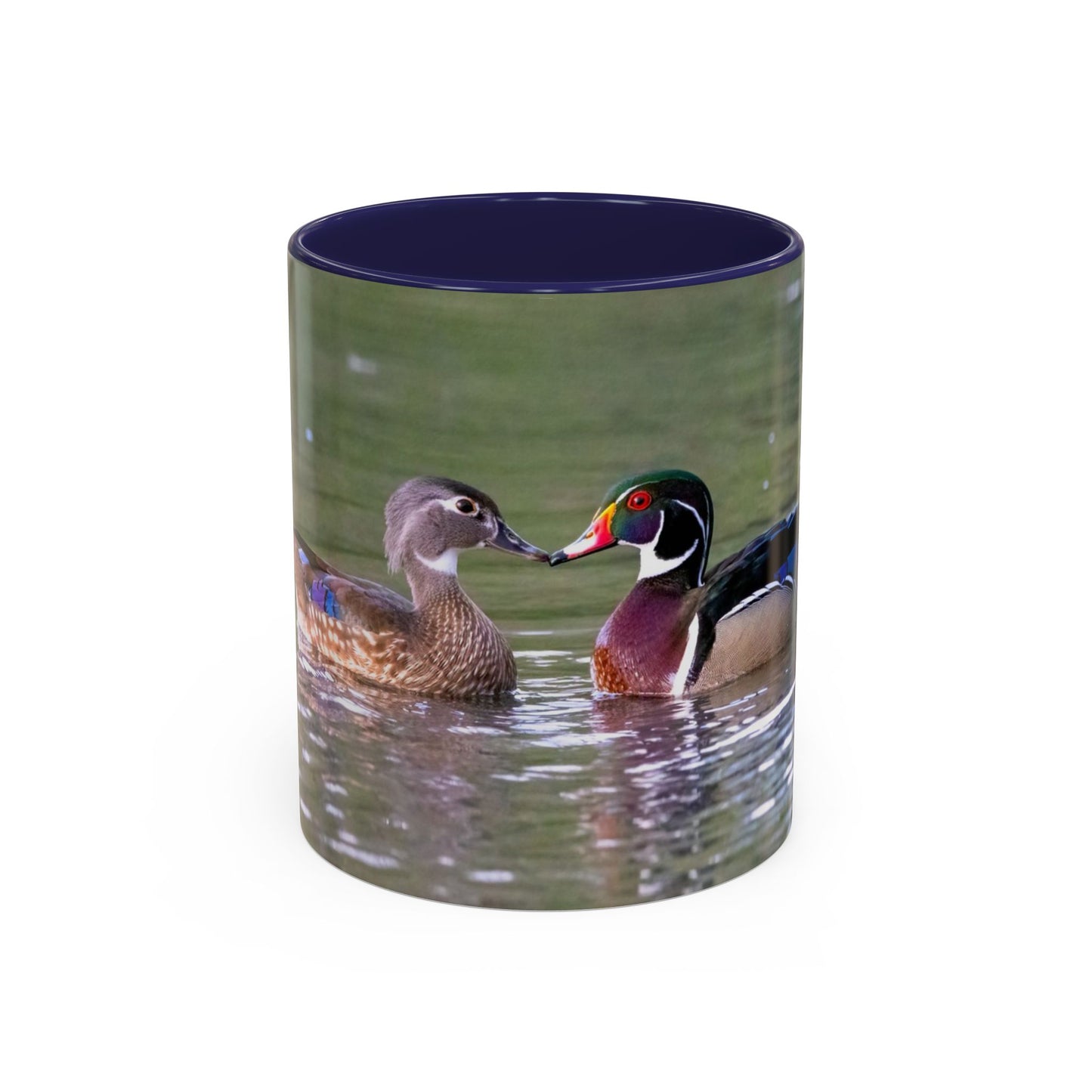 Accent Coffee Mug (11oz, 15oz) -- Wood Ducks Kissing