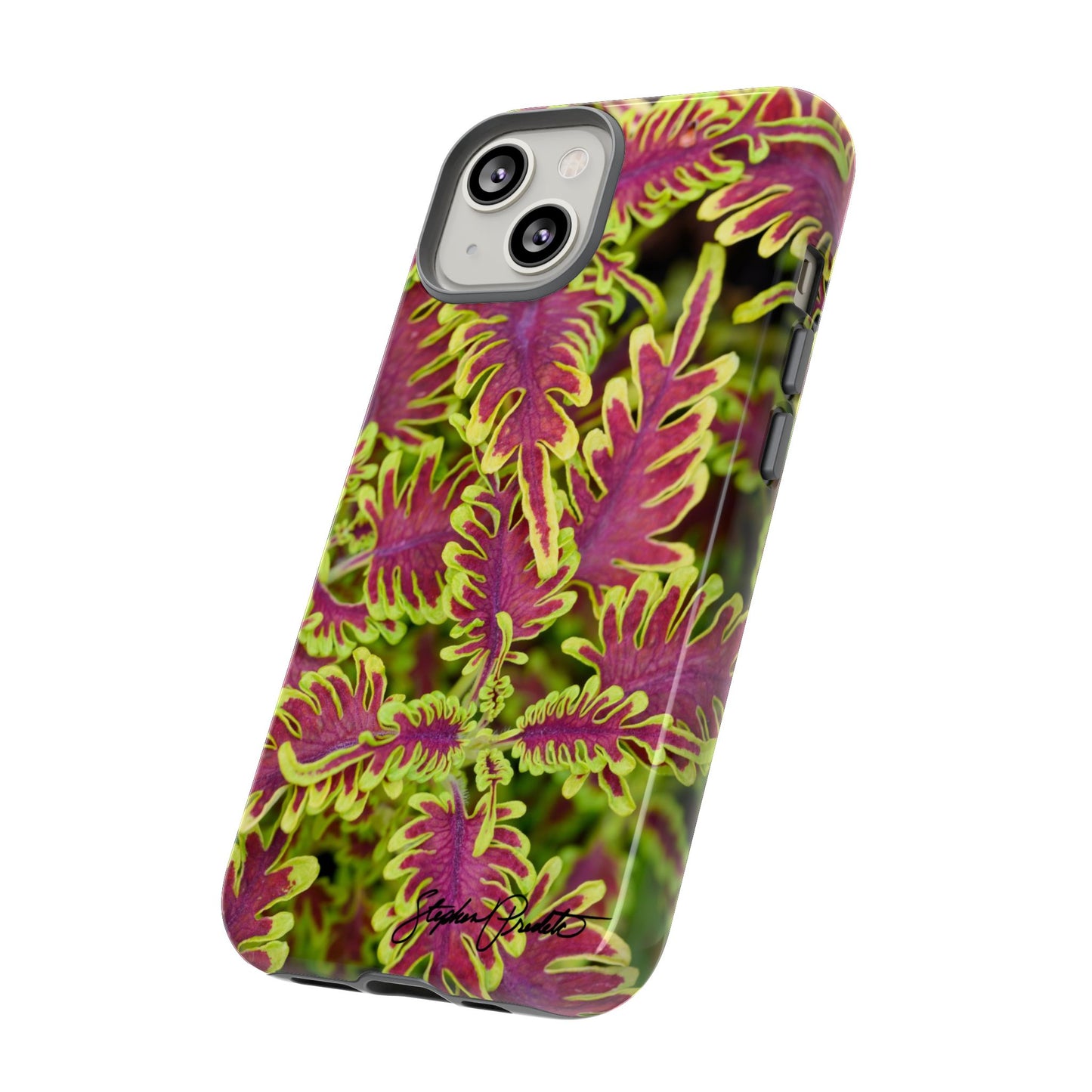 Phone Tough Case — Vibrant Variegated Botanical Design with Coleus Leaves