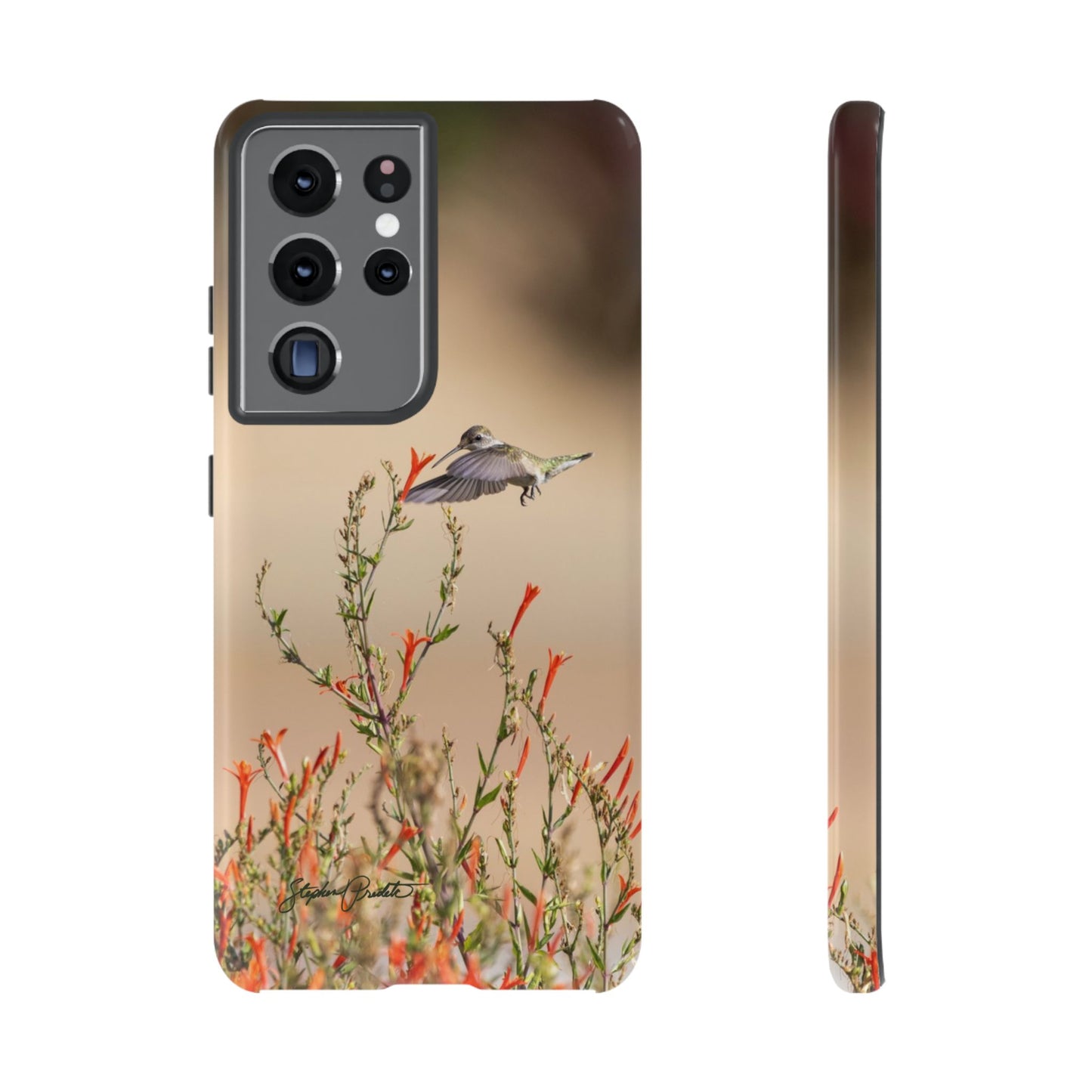 Phone Tough Case -- Hummingbird at Red Flowers