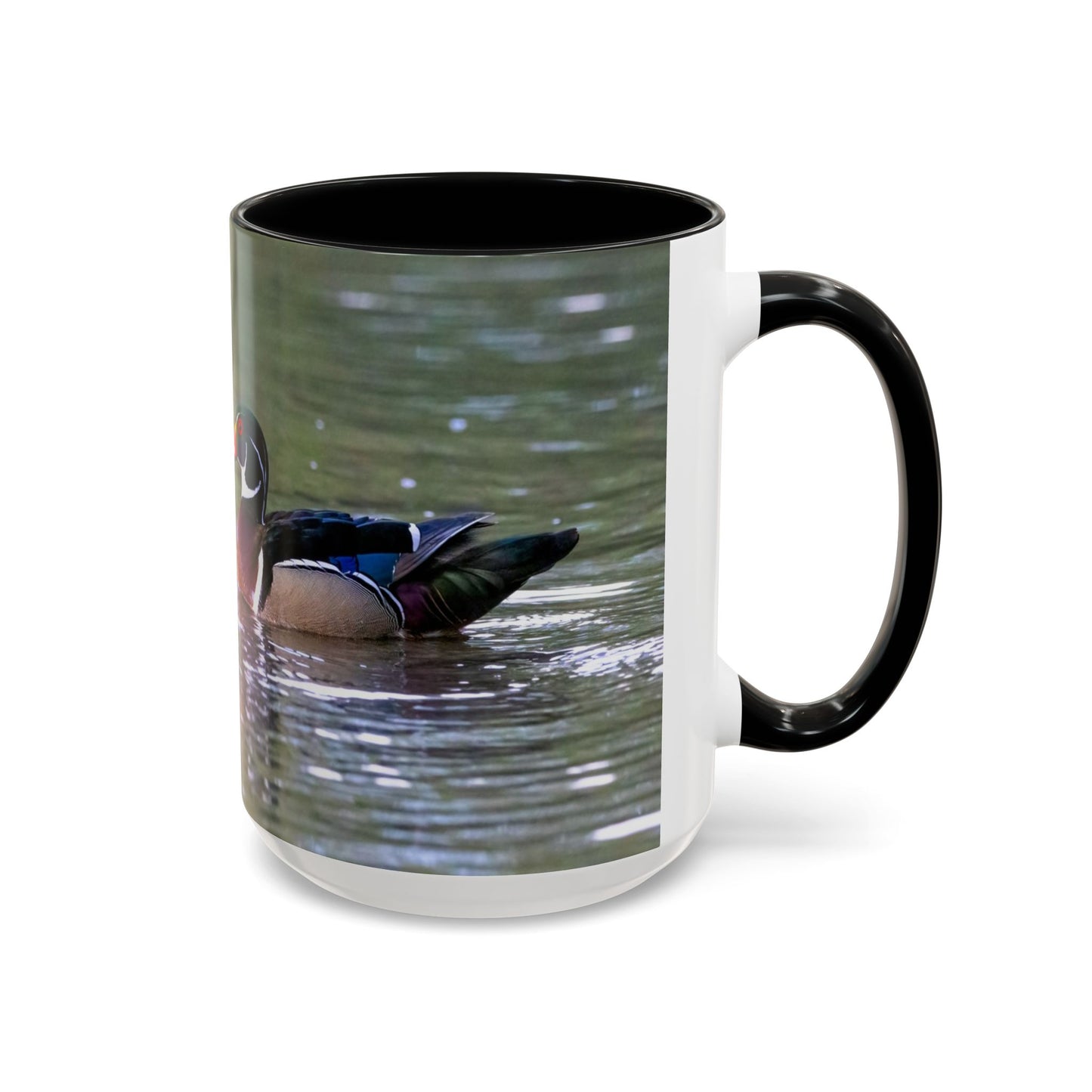 Accent Coffee Mug (11oz, 15oz) -- Wood Ducks Kissing