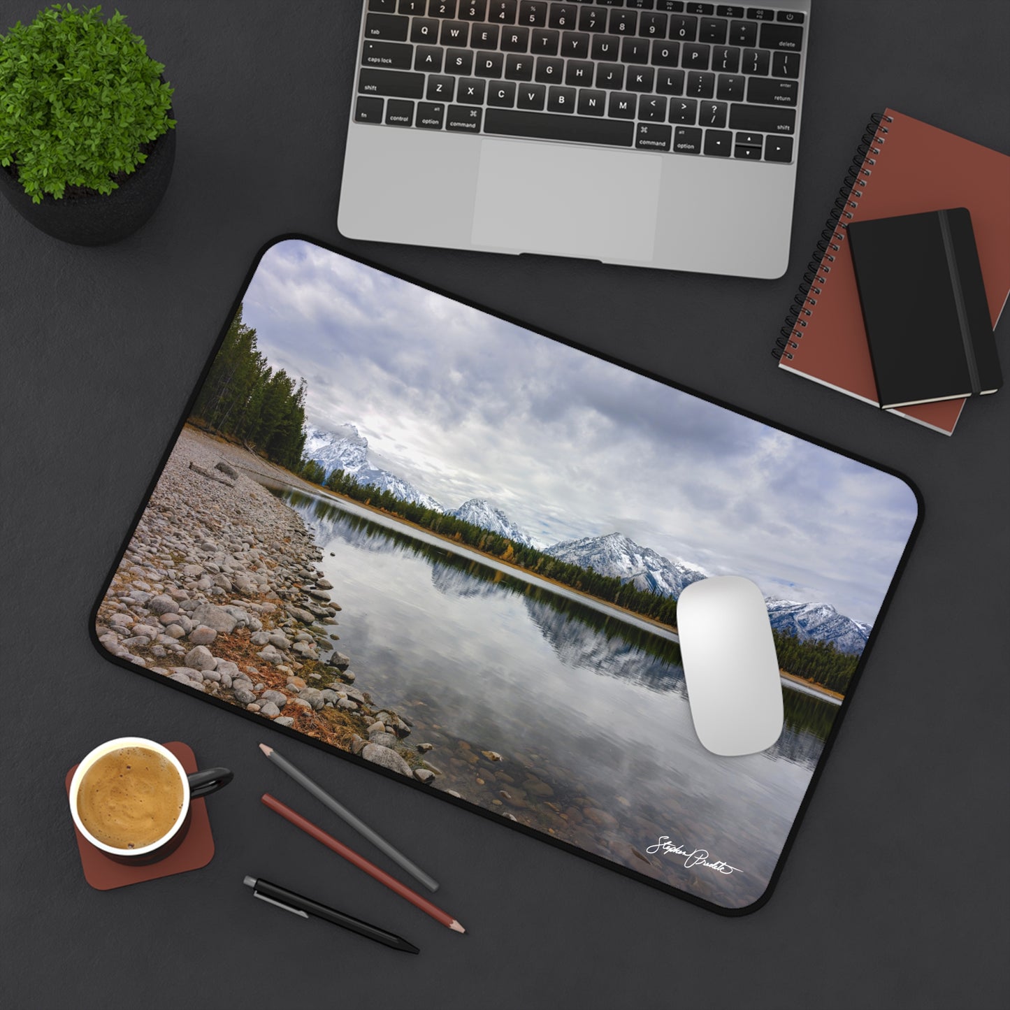 Desk Mat - Grand Teton Mountain Reflection by Stephen Predtechenskis