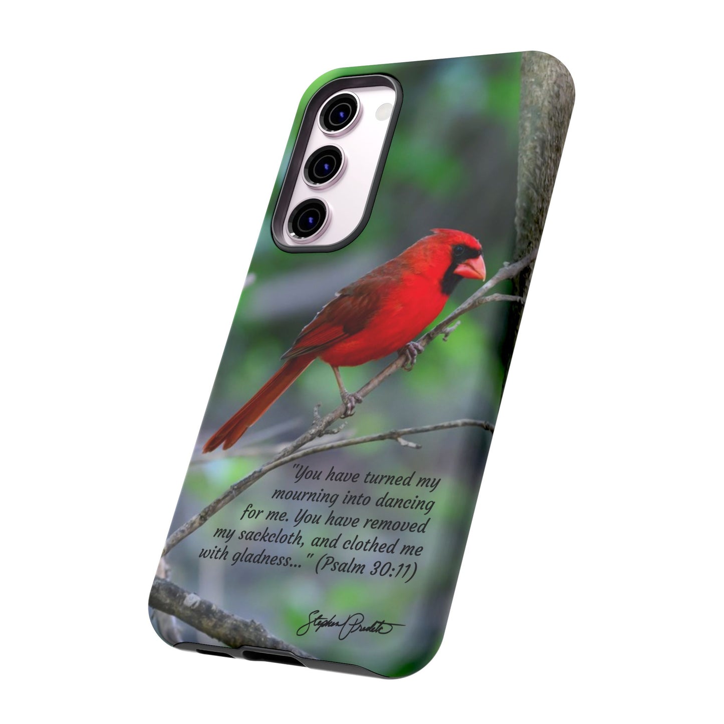 Phone Tough Case - Northern Cardinal 2 with Verse Psalm 30:11