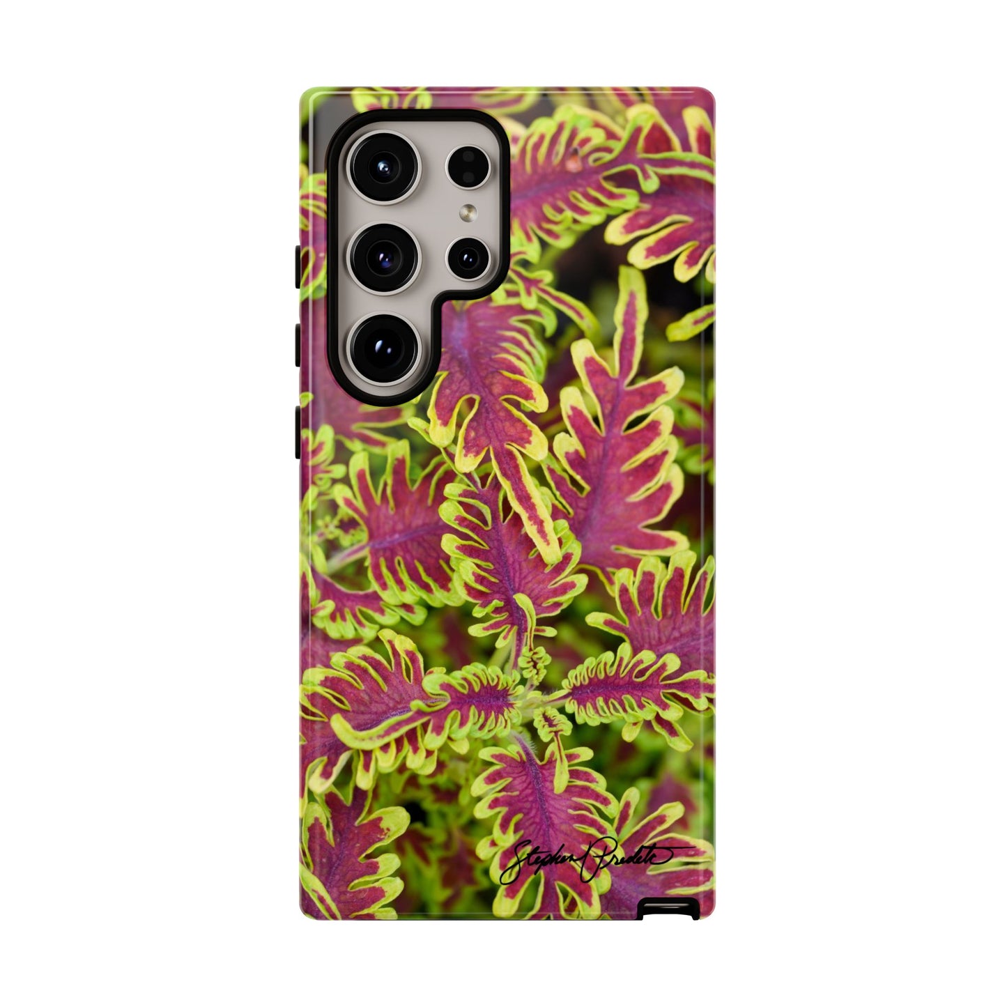 Phone Tough Case — Vibrant Variegated Botanical Design with Coleus Leaves