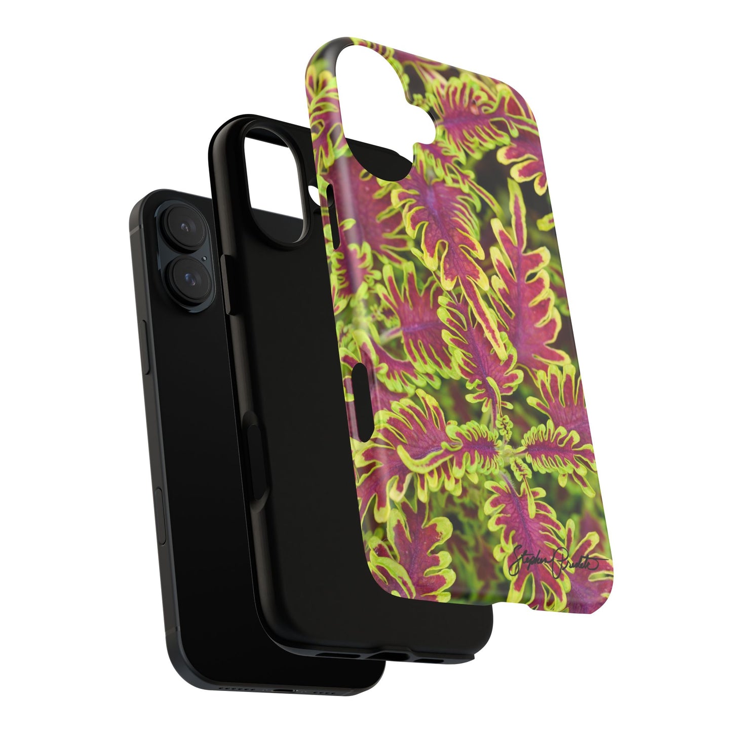 Phone Tough Case — Vibrant Variegated Botanical Design with Coleus Leaves