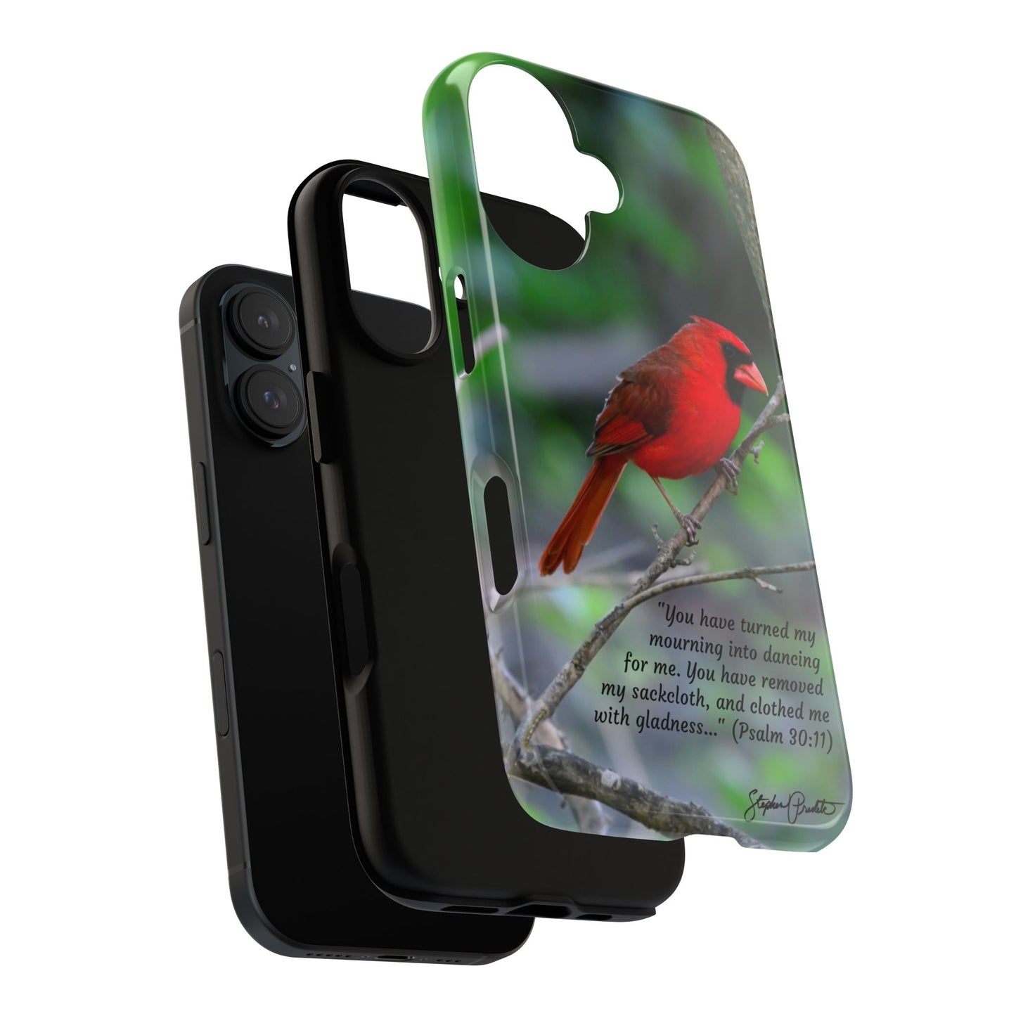 Phone Tough Case - Northern Cardinal 2 with Verse Psalm 30:11
