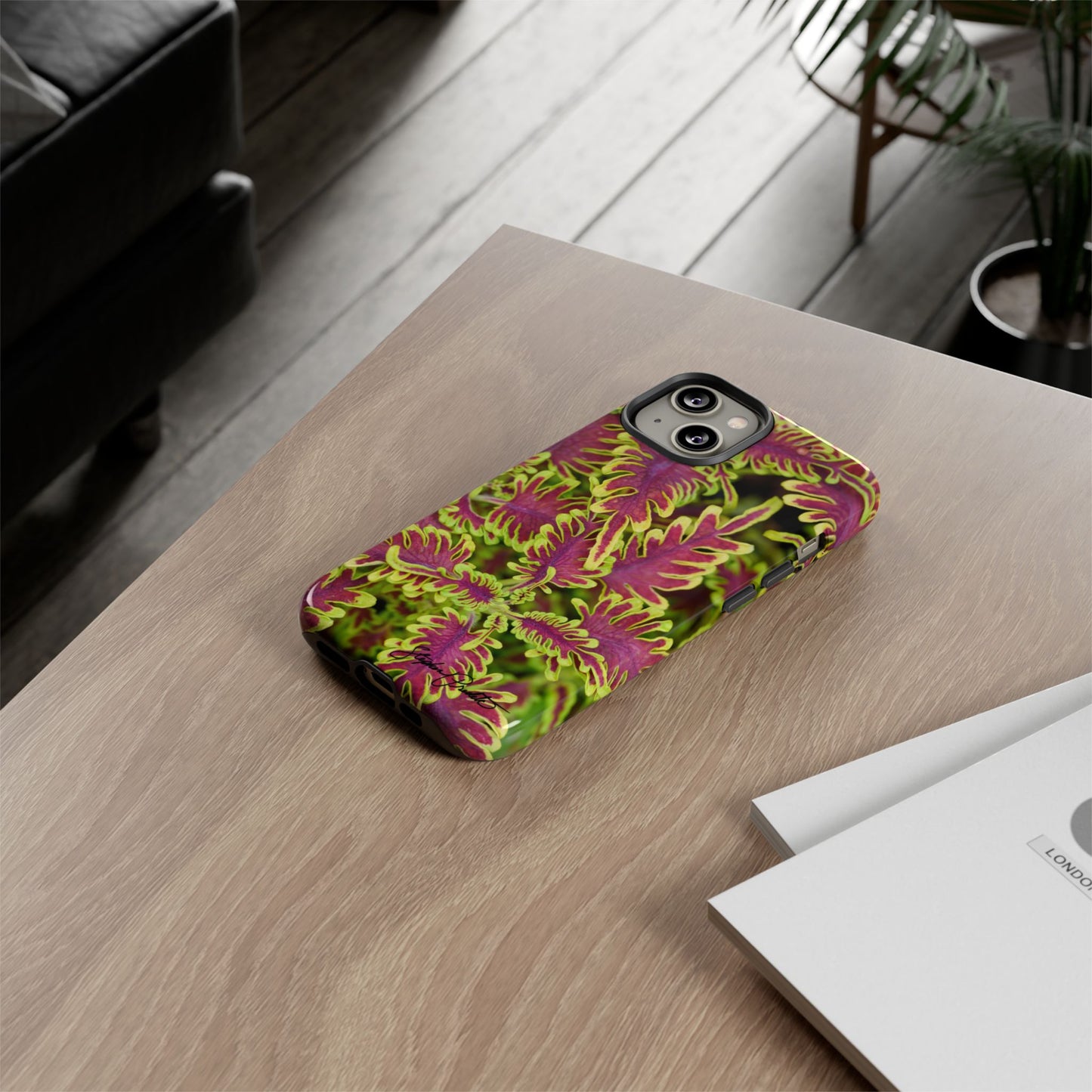Phone Tough Case — Vibrant Variegated Botanical Design with Coleus Leaves