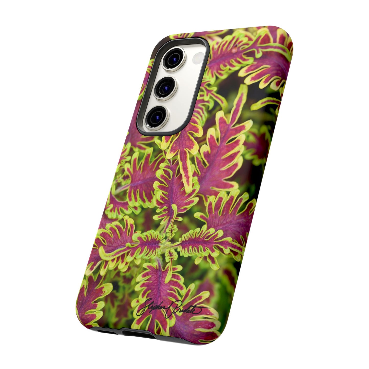 Phone Tough Case — Vibrant Variegated Botanical Design with Coleus Leaves