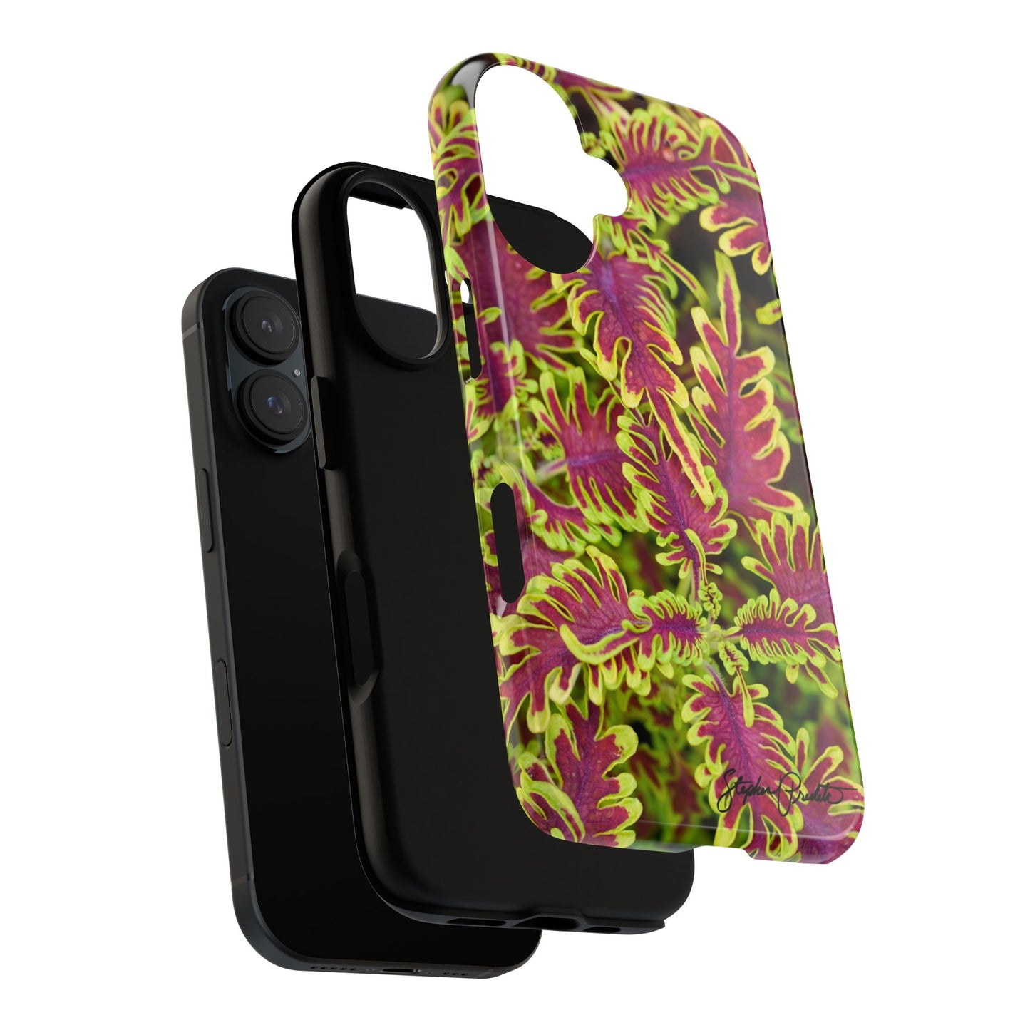 Phone Tough Case — Vibrant Variegated Botanical Design with Coleus Leaves