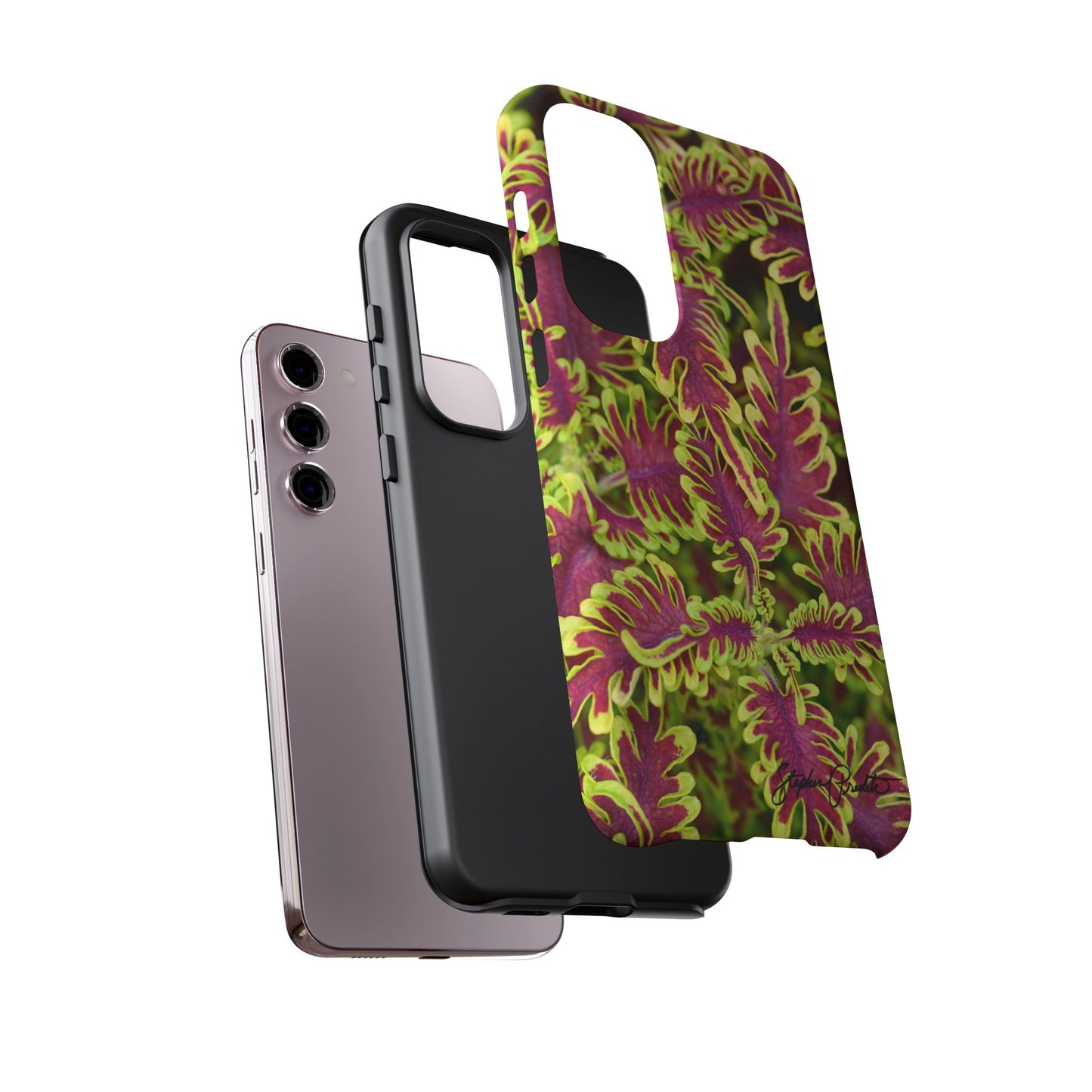 Phone Tough Case — Vibrant Variegated Botanical Design with Coleus Leaves