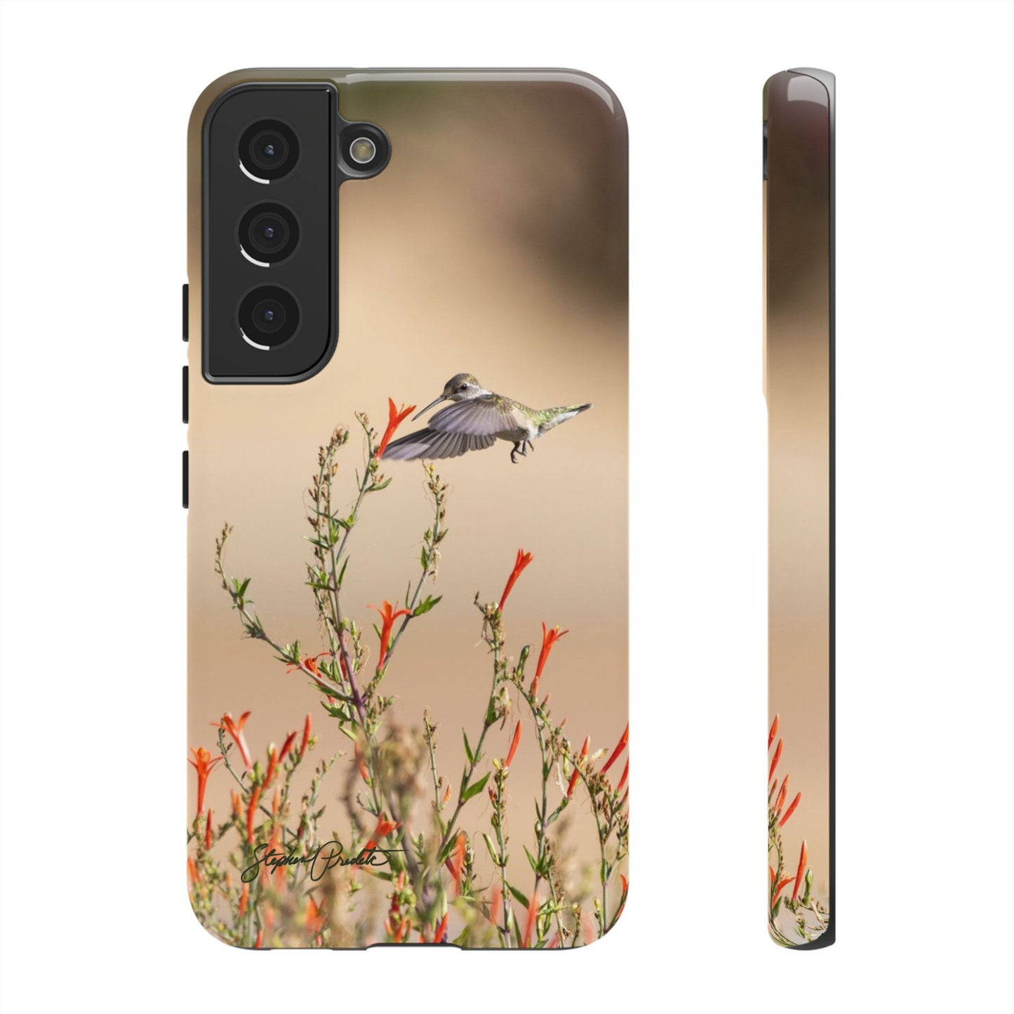 Phone Tough Case -- Hummingbird at Red Flowers