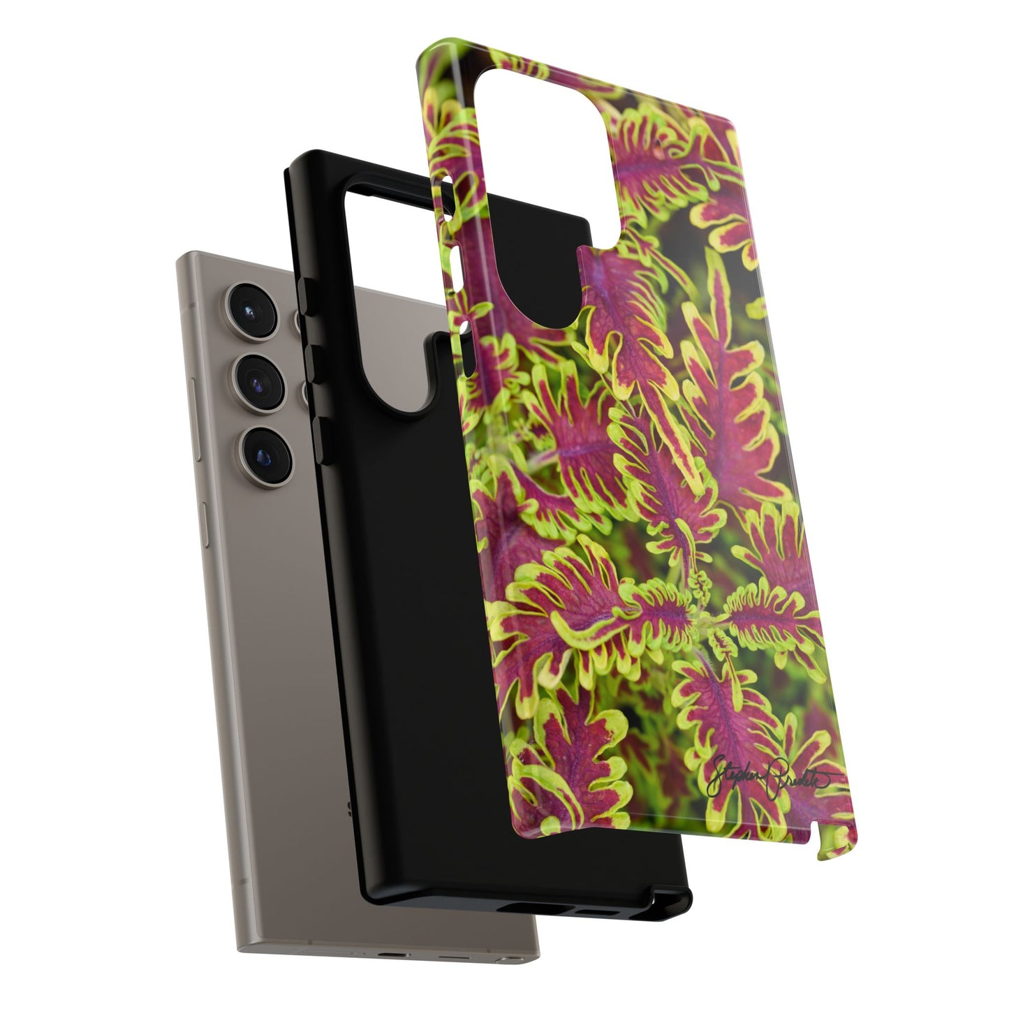 Phone Tough Case — Vibrant Variegated Botanical Design with Coleus Leaves