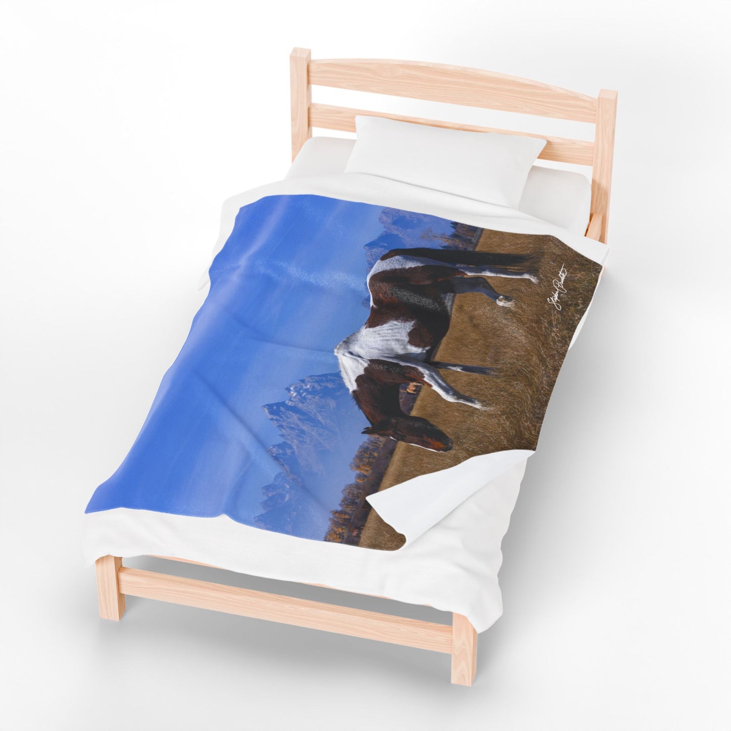 Blankets: Velveteen Plush Blanket — Grand Teton Paint Horse Scenic Throw