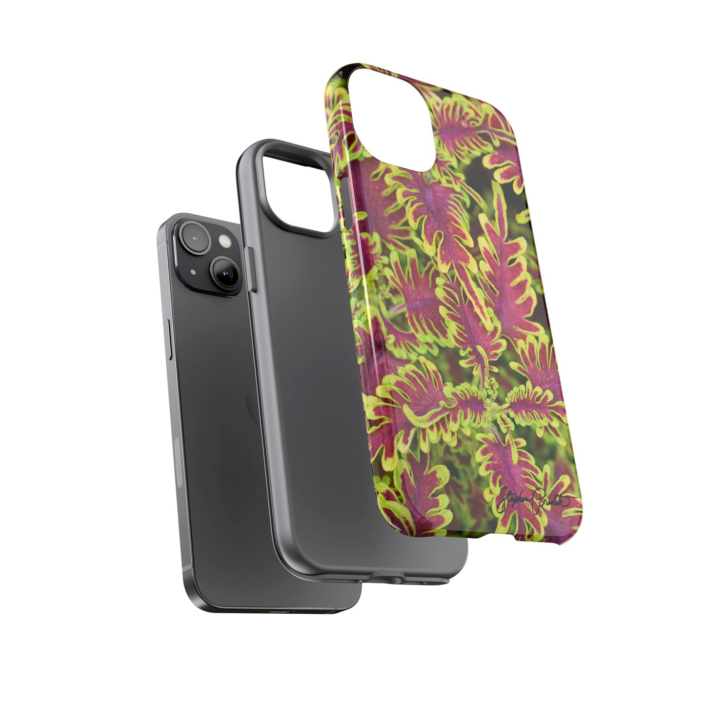 Phone Tough Case — Vibrant Variegated Botanical Design with Coleus Leaves
