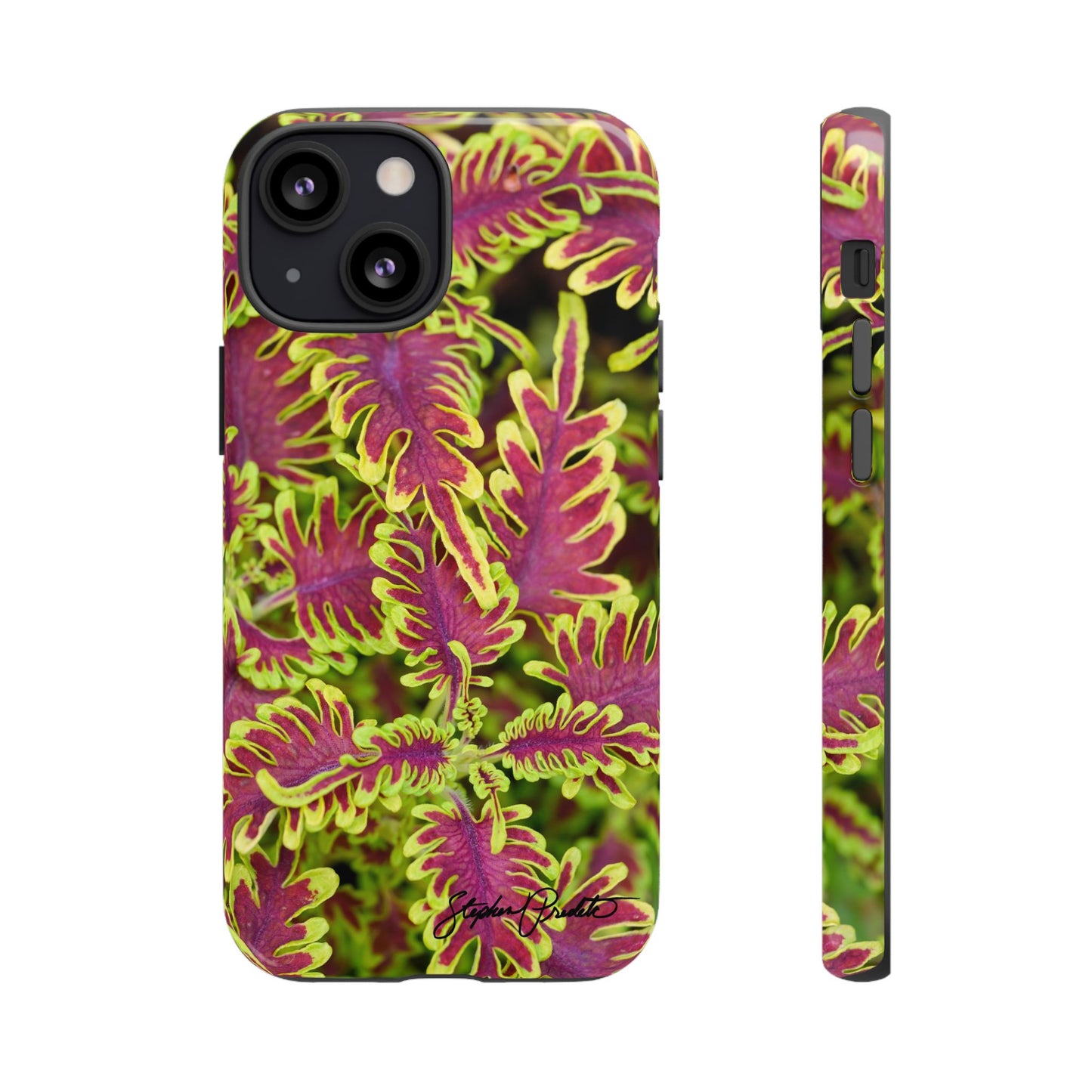 Phone Tough Case — Vibrant Variegated Botanical Design with Coleus Leaves