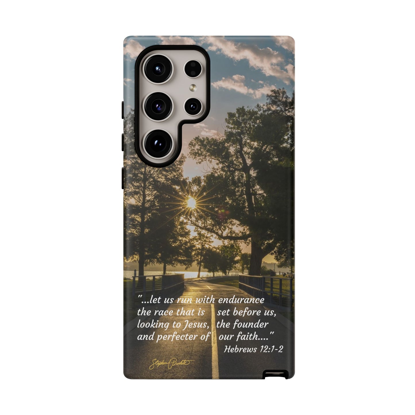 Phone Tough Case -- Heb. 12:1-2 -- Sunrise on the Running Path at White Rock Lake