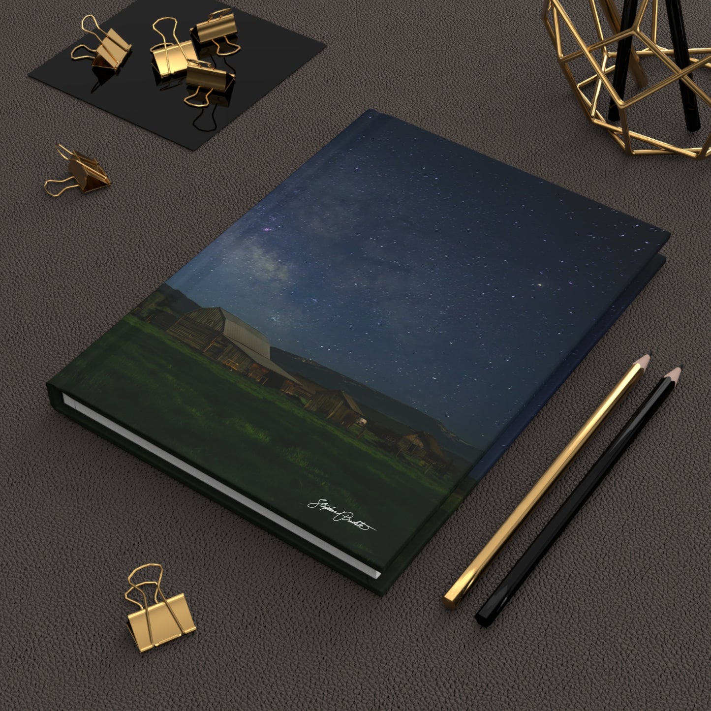 Hardcover Journal (Matte Finish) – Psalm 8:3-5 Milky Way Starry Night Farm — Writing Notebook