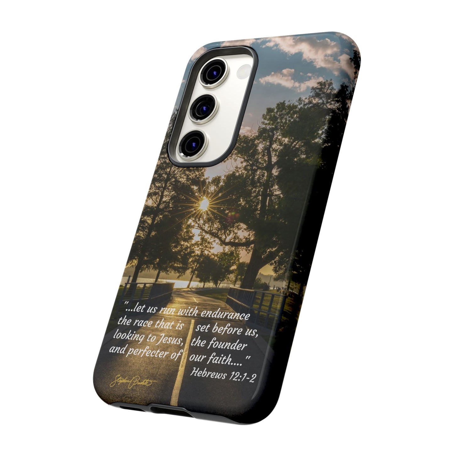 Phone Tough Case -- Heb. 12:1-2 -- Sunrise on the Running Path at White Rock Lake