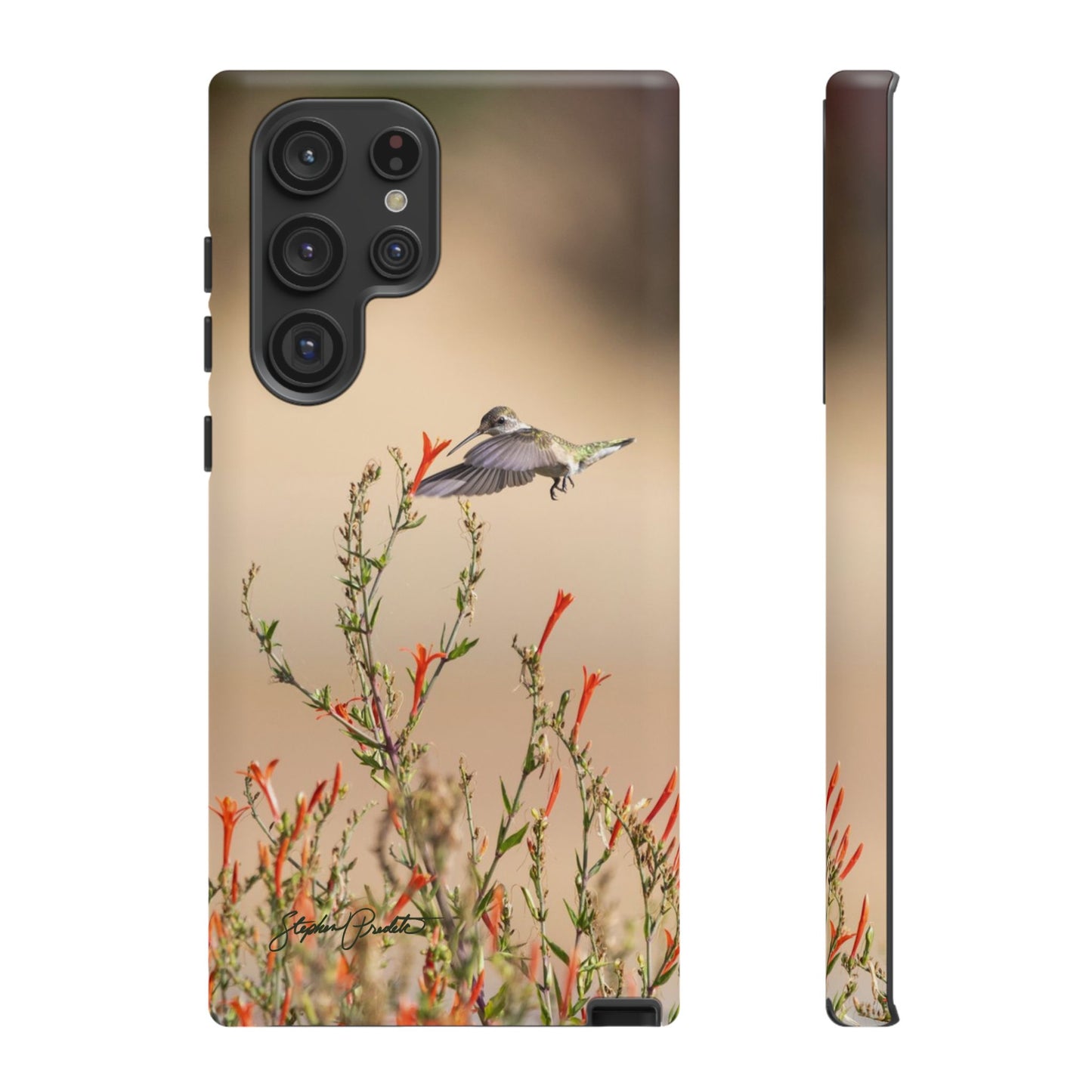 Phone Tough Case -- Hummingbird at Red Flowers