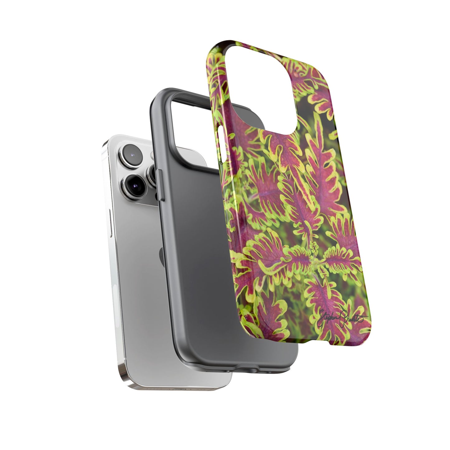Phone Tough Case — Vibrant Variegated Botanical Design with Coleus Leaves