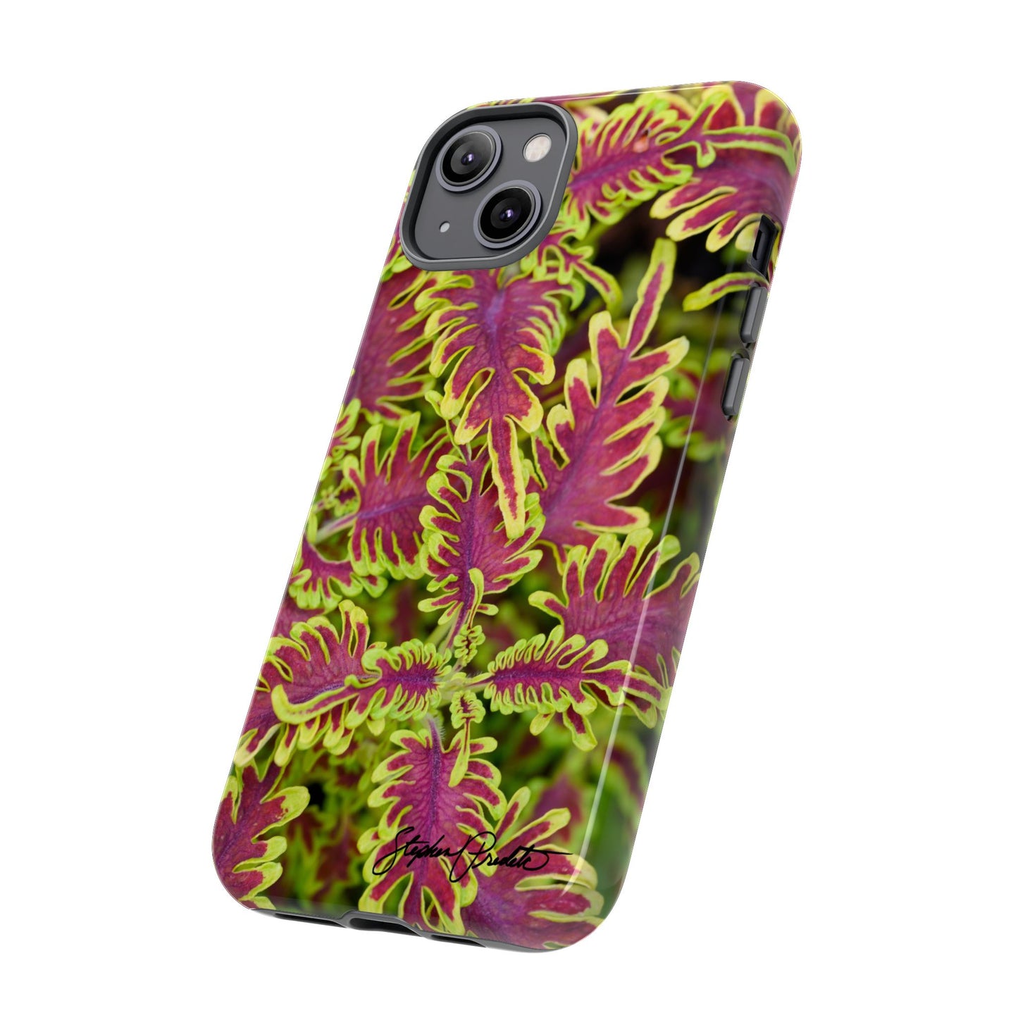 Phone Tough Case — Vibrant Variegated Botanical Design with Coleus Leaves