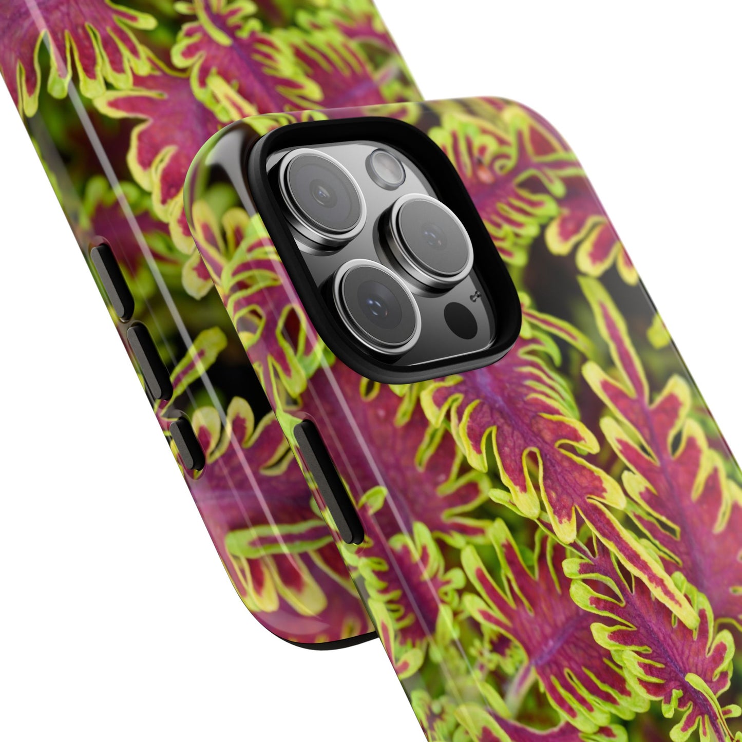 Phone Tough Case — Vibrant Variegated Botanical Design with Coleus Leaves