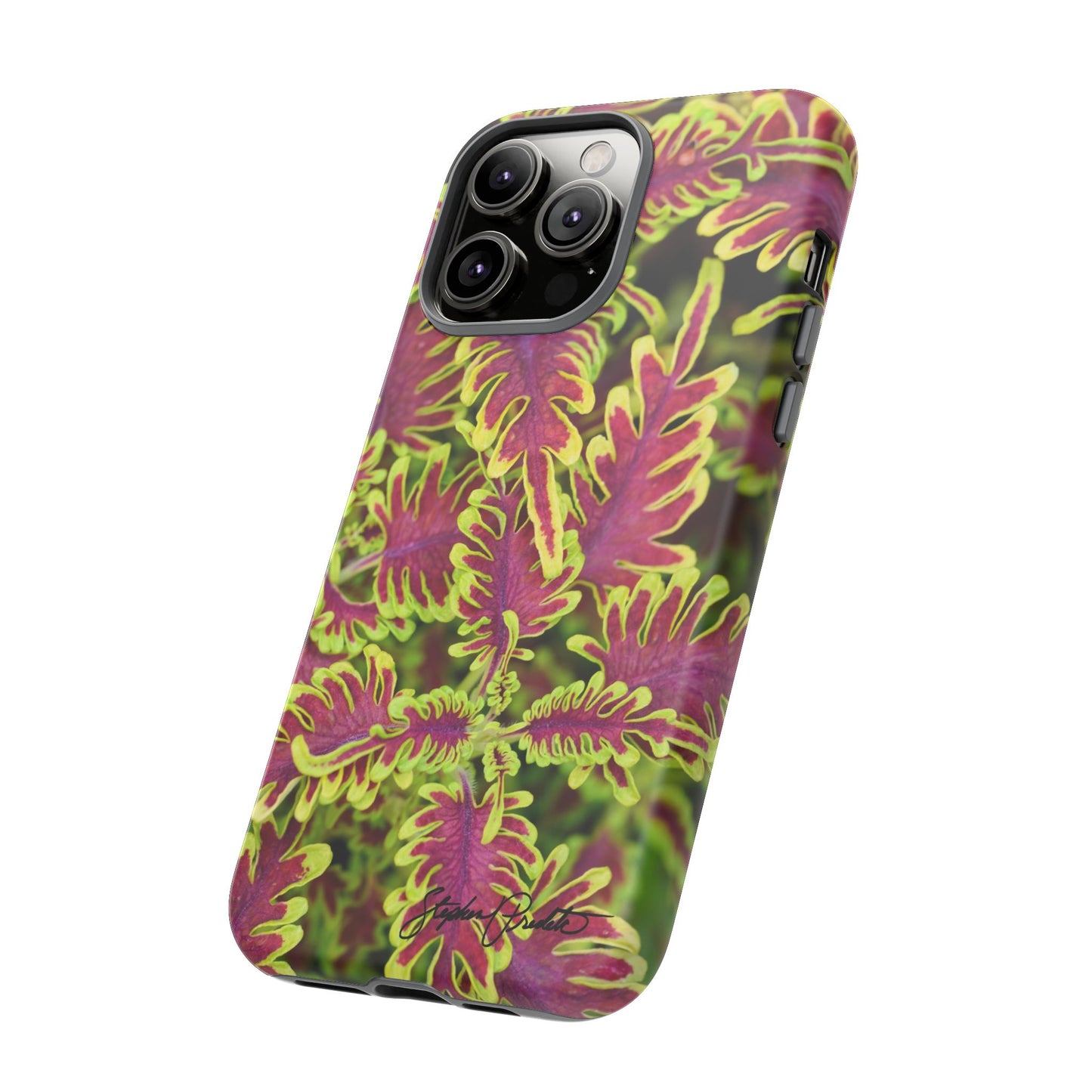 Phone Tough Case — Vibrant Variegated Botanical Design with Coleus Leaves