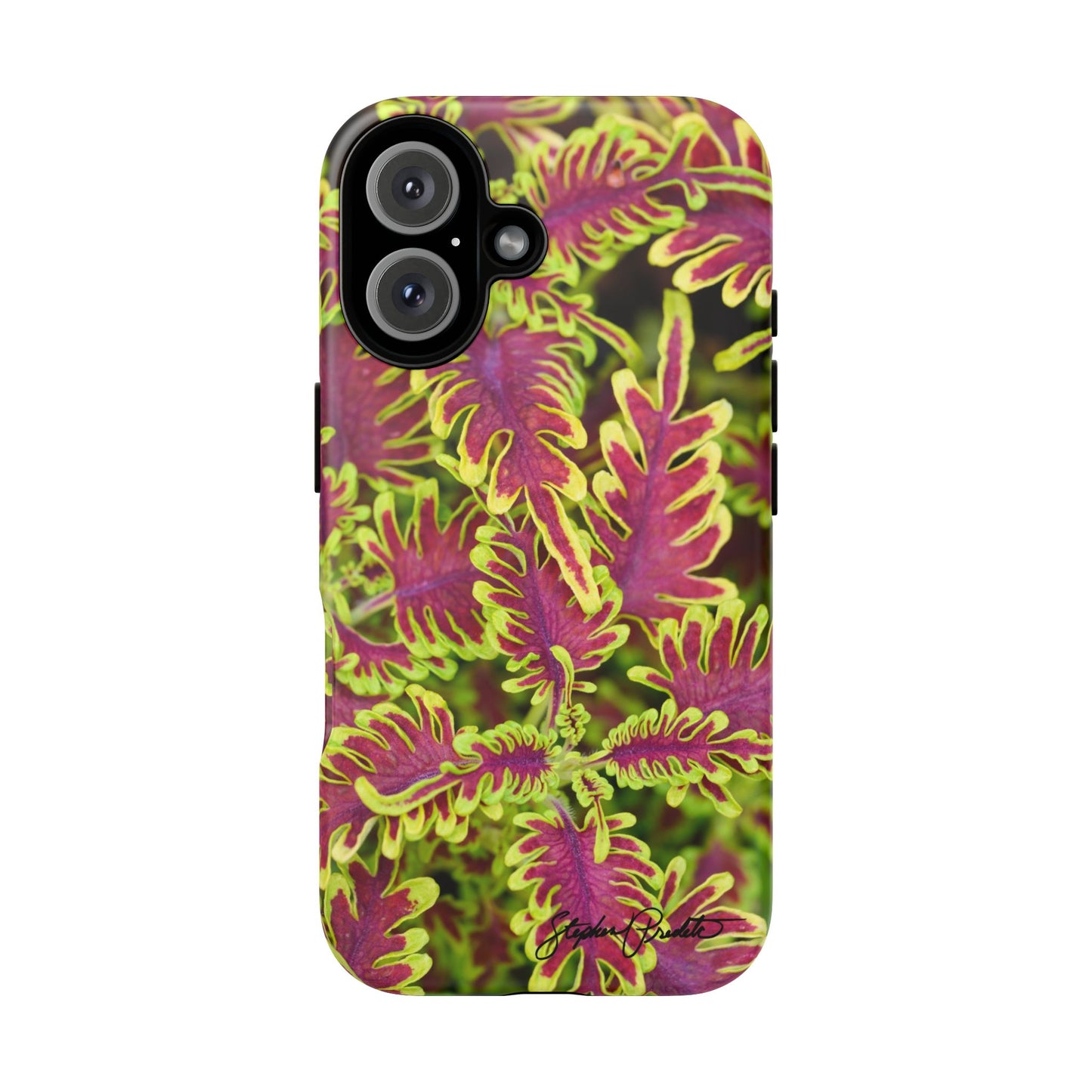 Phone Tough Case — Vibrant Variegated Botanical Design with Coleus Leaves