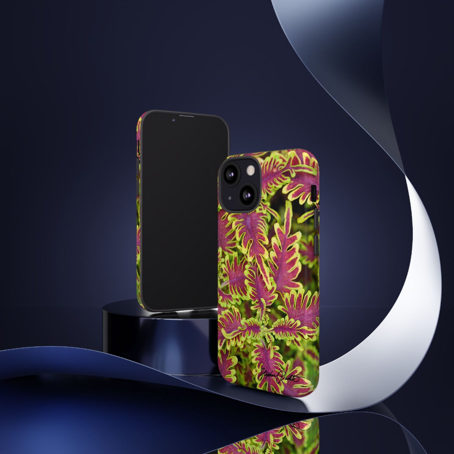 Phone Tough Case — Vibrant Variegated Botanical Design with Coleus Leaves