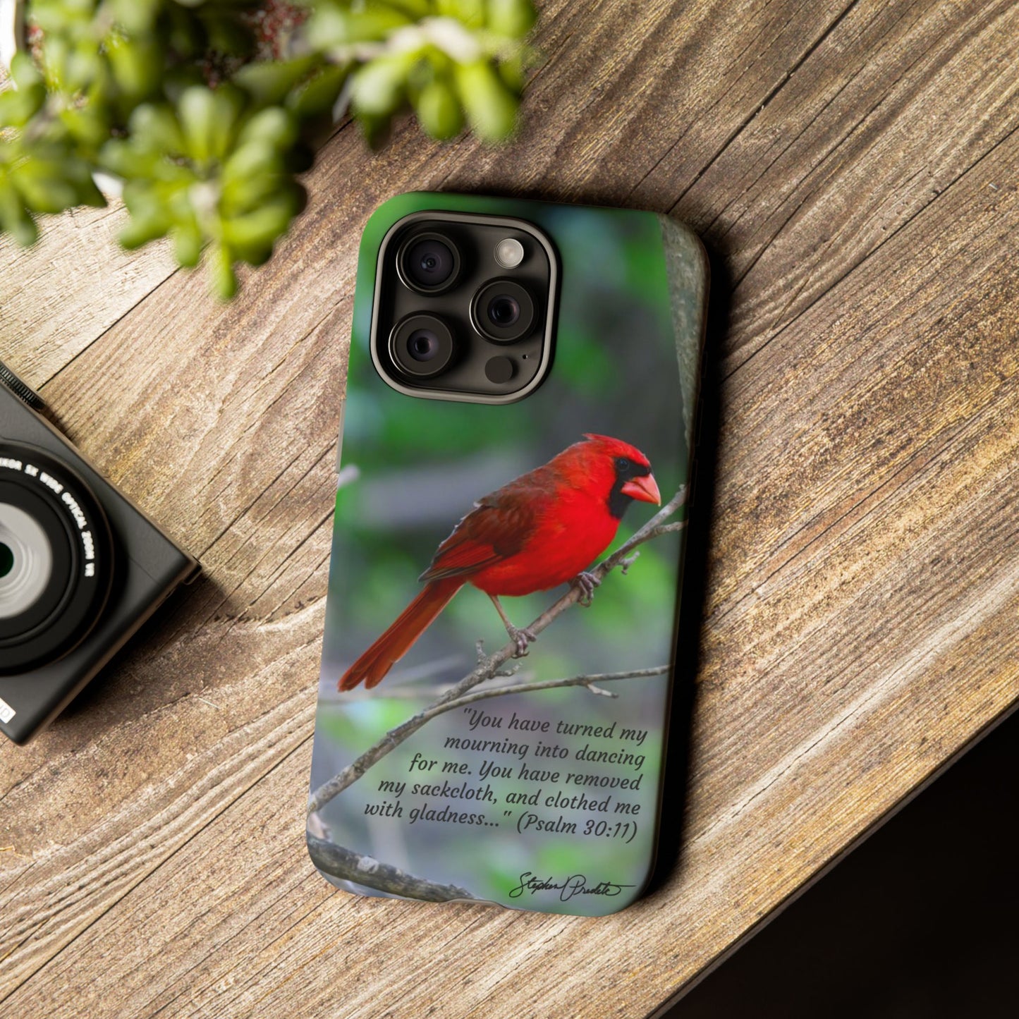 Phone Tough Case - Northern Cardinal 2 with Verse Psalm 30:11