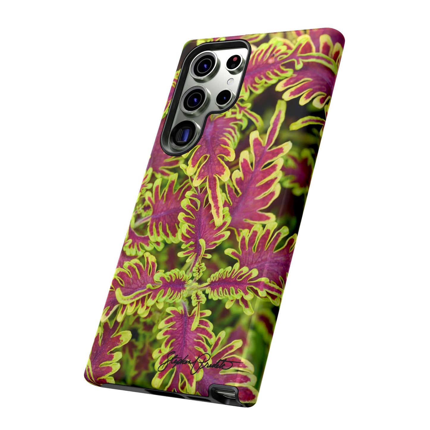 Phone Tough Case — Vibrant Variegated Botanical Design with Coleus Leaves