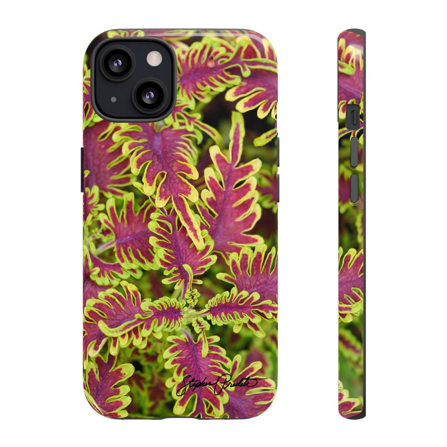 Phone Tough Case — Vibrant Variegated Botanical Design with Coleus Leaves