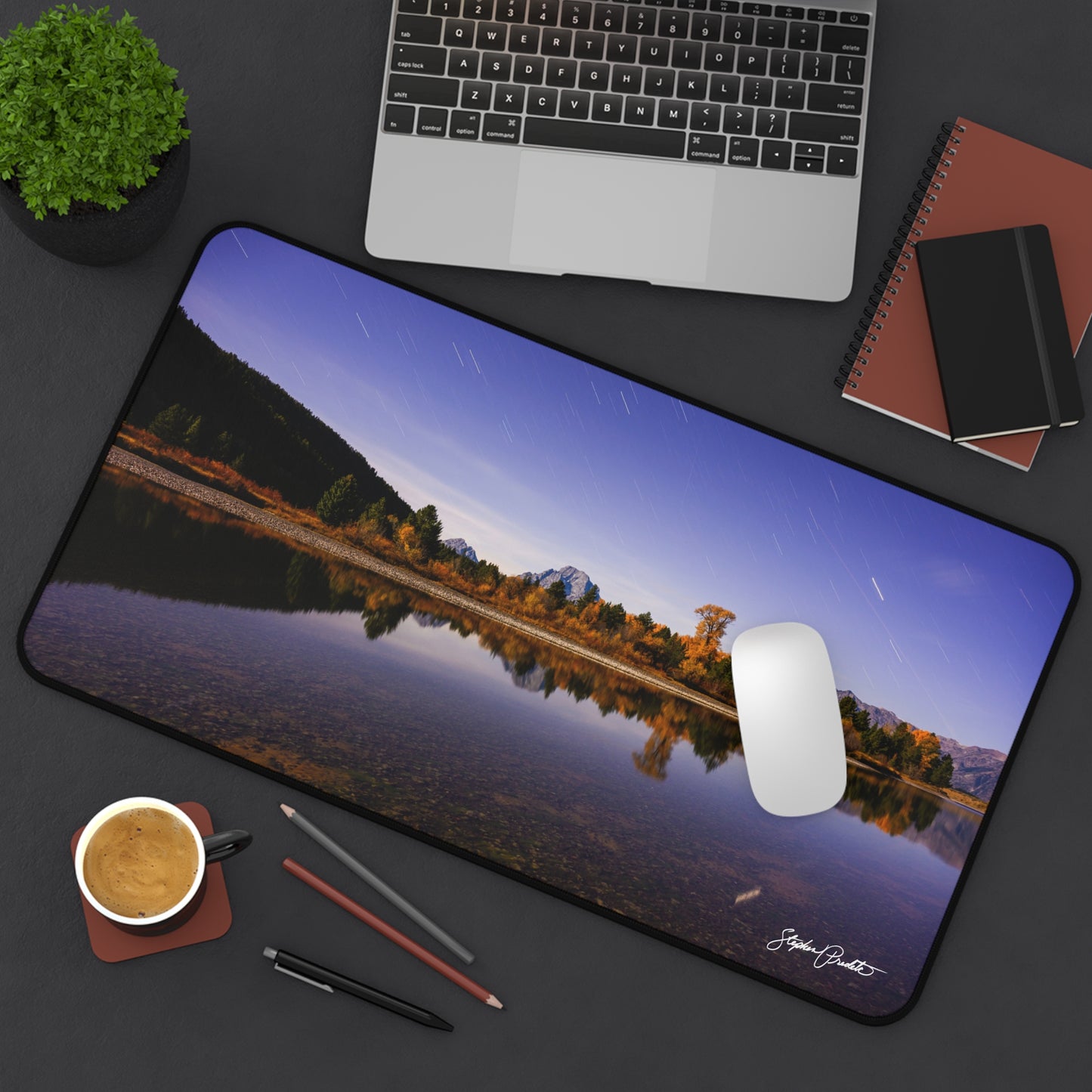 Desk Mat - Grand Teton Nighttime River Reflection