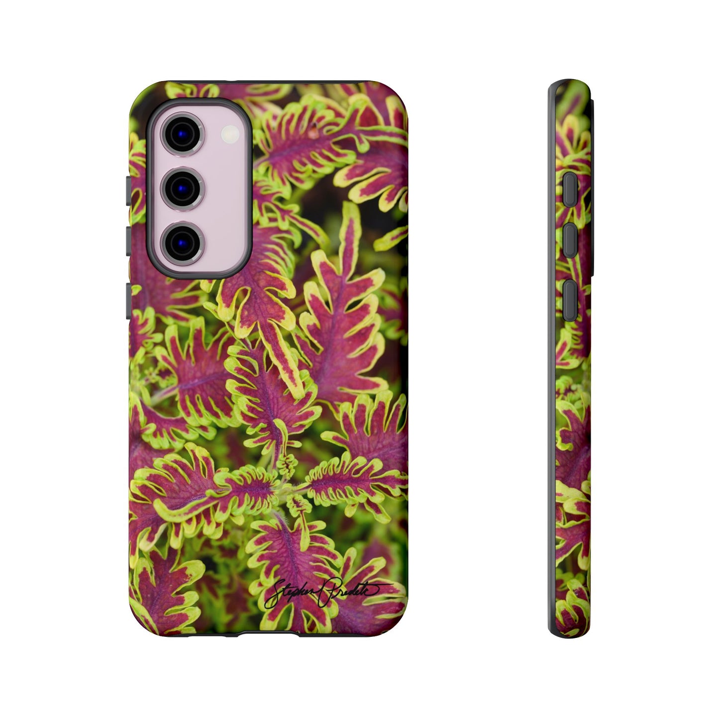 Phone Tough Case — Vibrant Variegated Botanical Design with Coleus Leaves