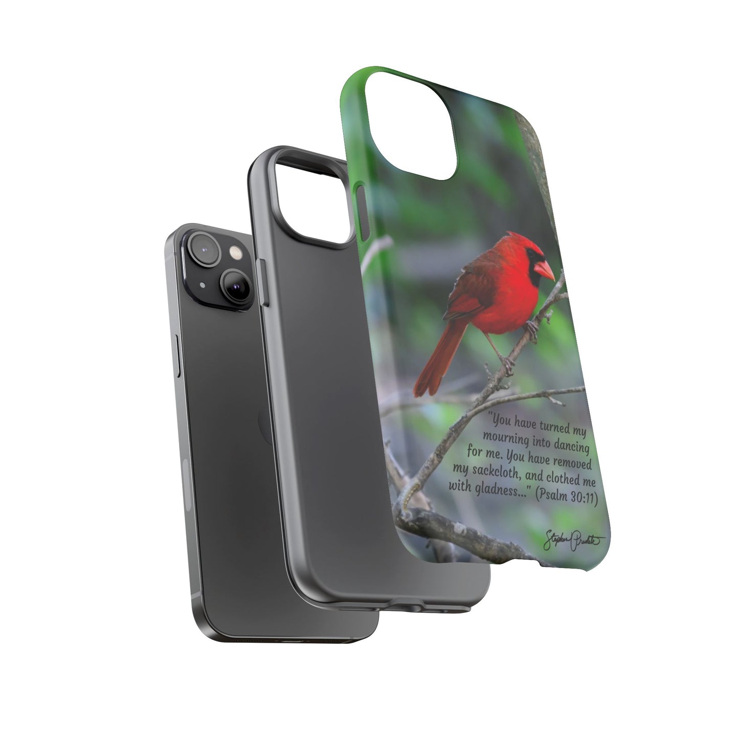 Phone Tough Case - Northern Cardinal 2 with Verse Psalm 30:11