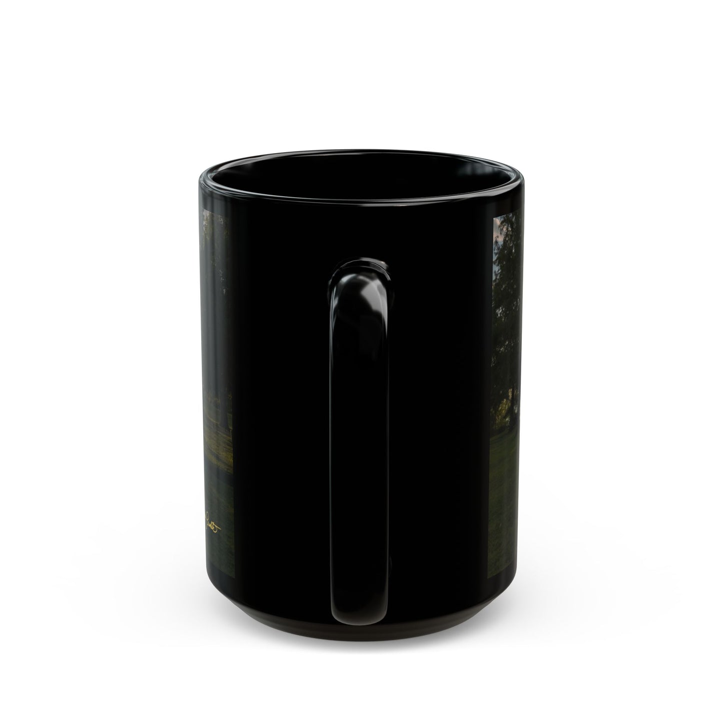Black Coffee Mug (11oz, 15oz) -- White Rock Sunrise on the Path