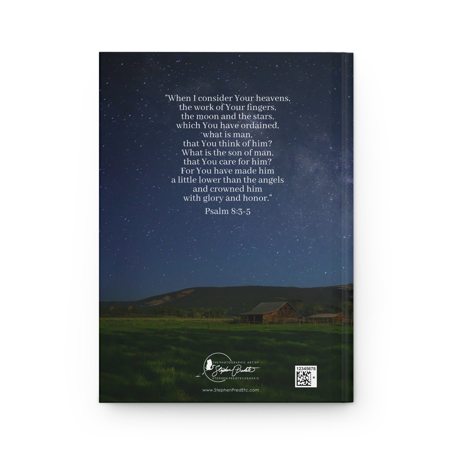 Hardcover Journal (Matte Finish) – Psalm 8:3-5 Milky Way Starry Night Farm — Writing Notebook