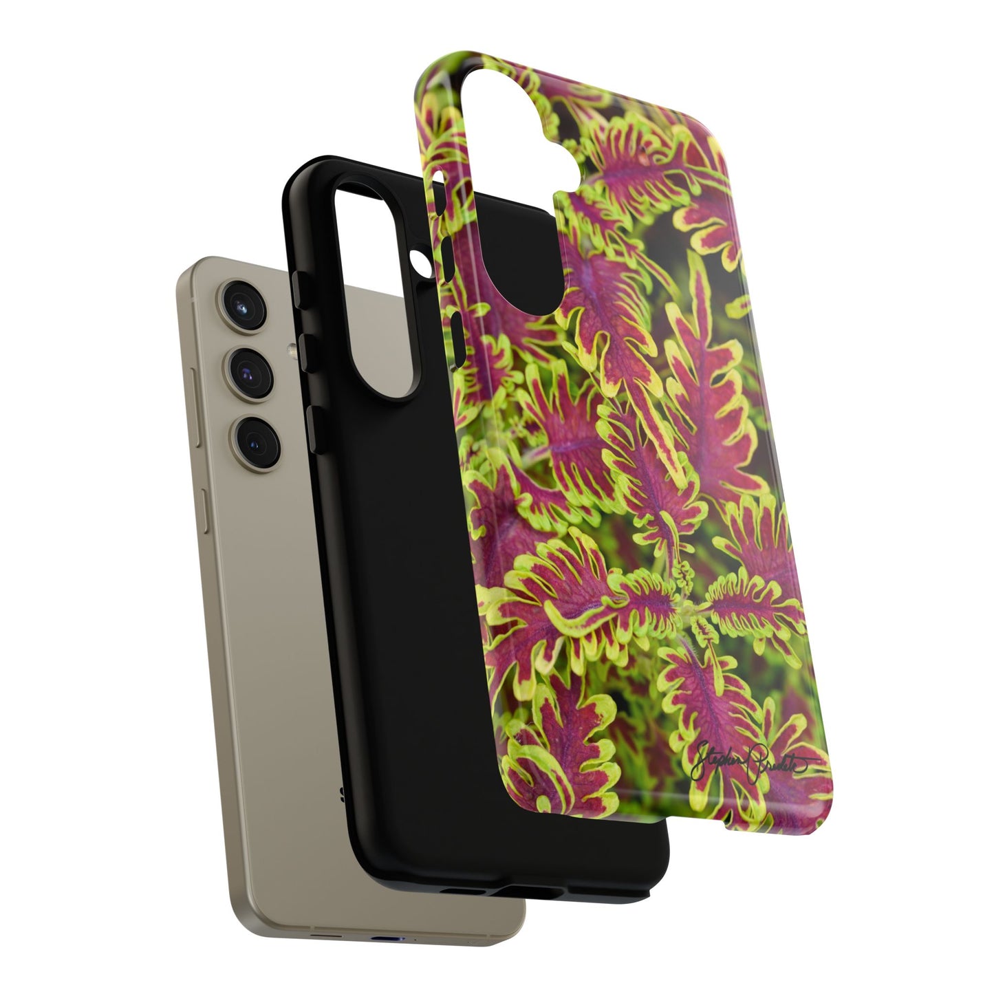 Phone Tough Case — Vibrant Variegated Botanical Design with Coleus Leaves