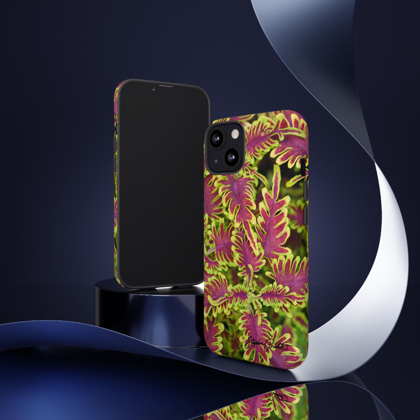 Phone Tough Case — Vibrant Variegated Botanical Design with Coleus Leaves
