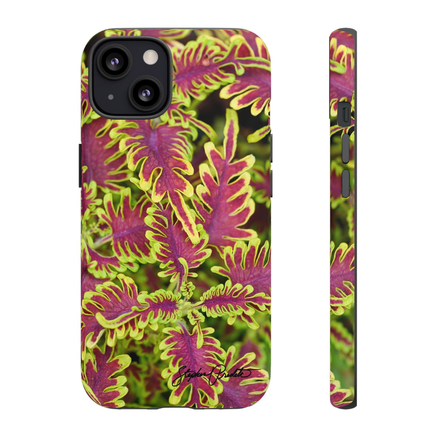 Phone Tough Case — Vibrant Variegated Botanical Design with Coleus Leaves